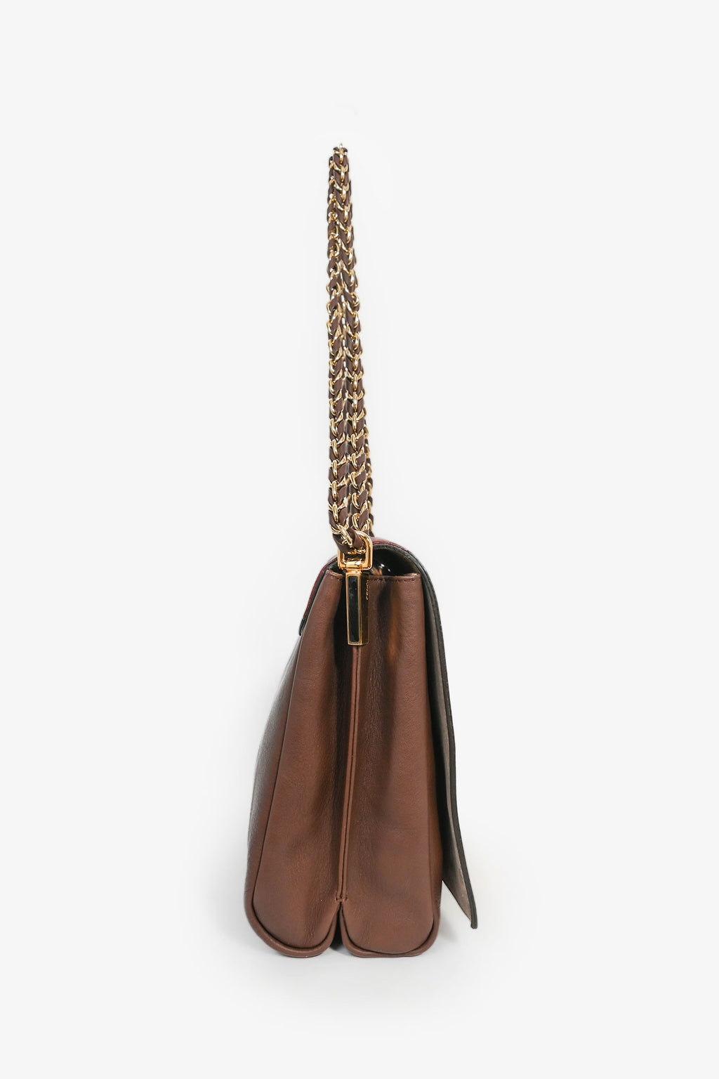 Fendi Brown/Red Leather 'Claudia' Shoulder Bag