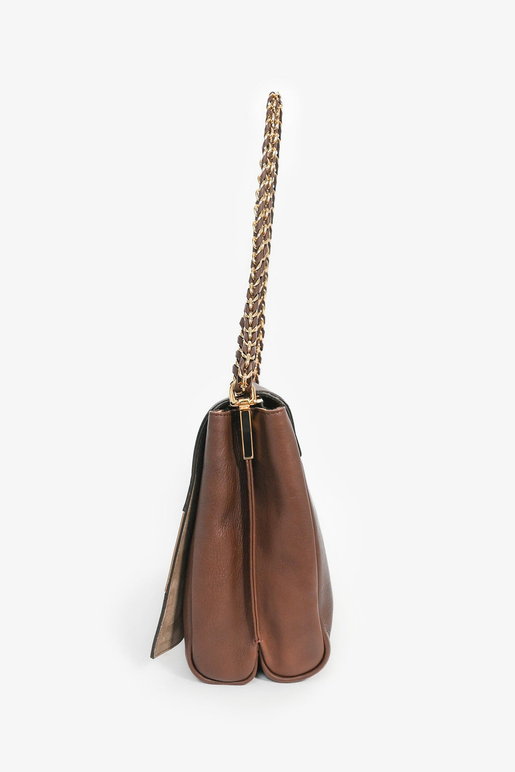 Fendi Brown/Red Leather 'Claudia' Shoulder Bag