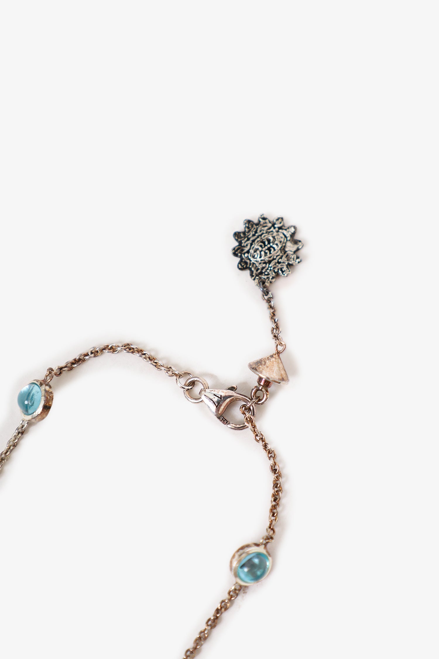 Gucci 925 Sterling Silver Double G Flower Chain Bracelet