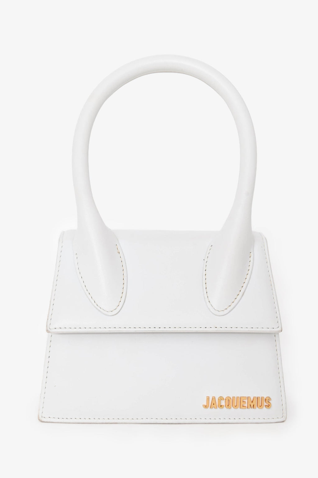 Jacquemus White Leather 'Le Chiquito Moyen' Top Handle Bag with Strap