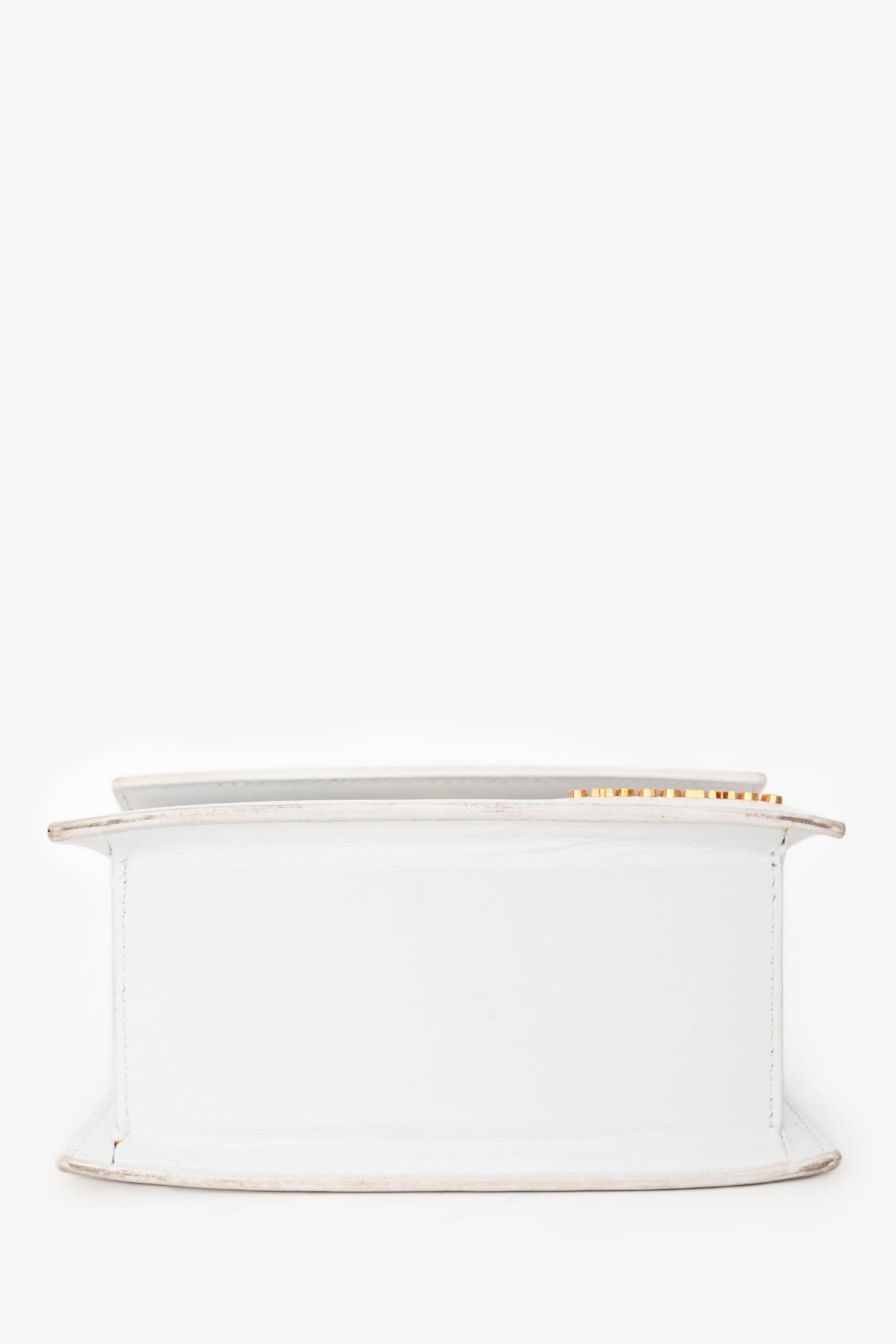 Jacquemus White Leather 'Le Chiquito Moyen' Top Handle Bag with Strap