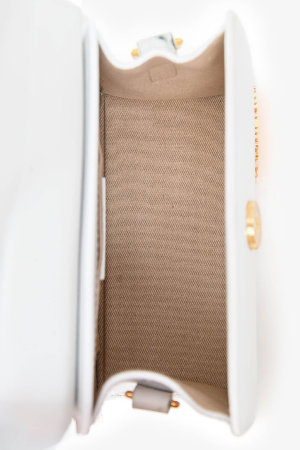 Jacquemus White Leather 'Le Chiquito Moyen' Top Handle Bag with Strap