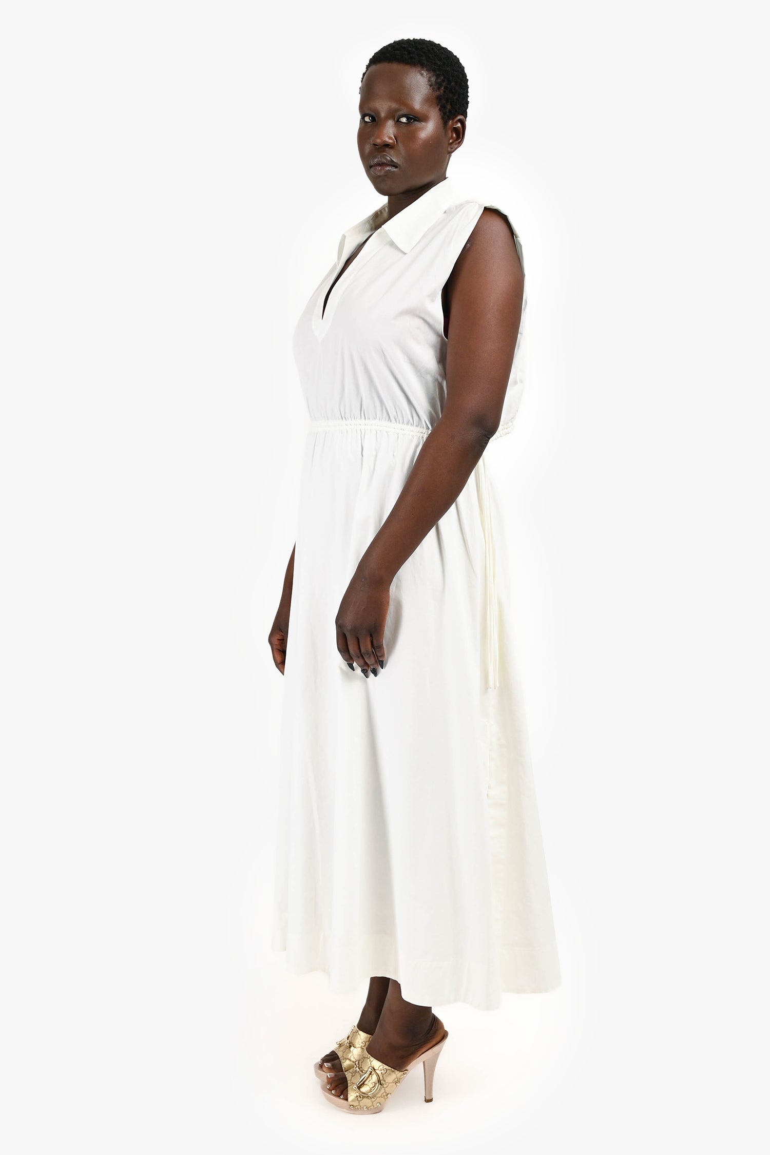 Rag & Bone White Cotton Poplin 'Joan' Midi Dress Size XL