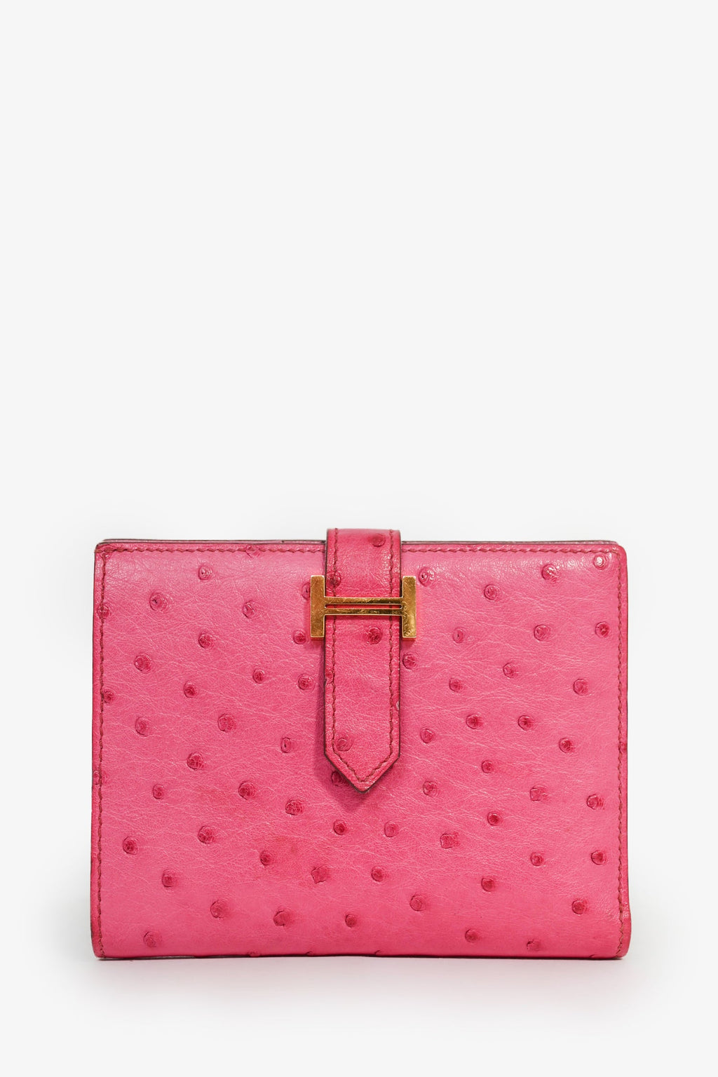 Hermès 2016 Magenta Ostrich leather 'H' Bearn Compact Wallet