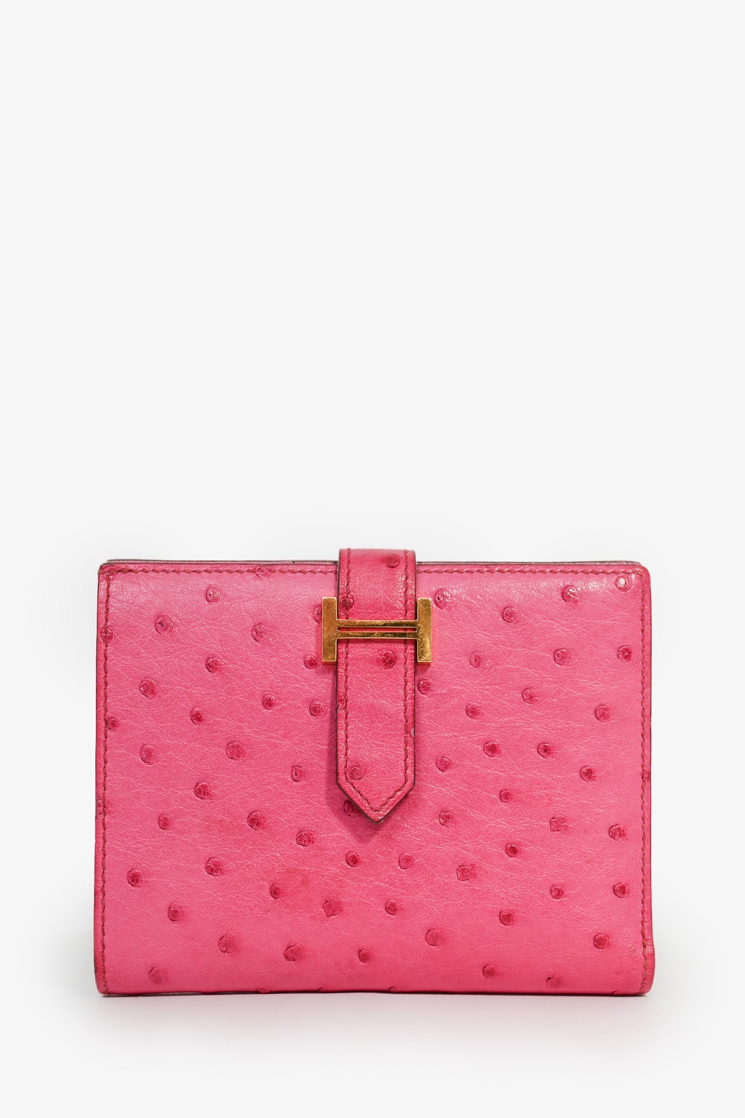 Hermès 2016 Magenta Ostrich leather 'H' Bearn Compact Wallet