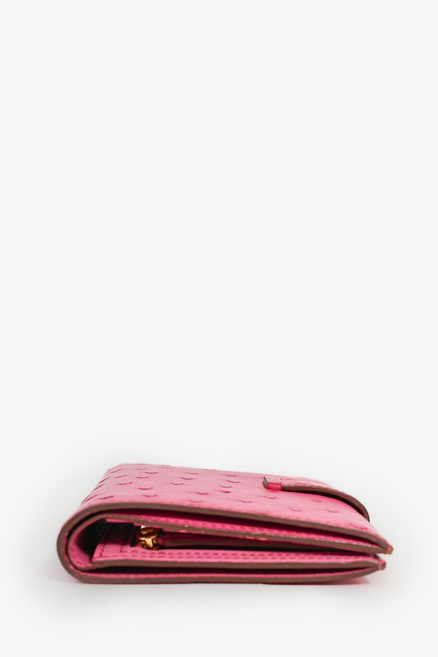 Hermès 2016 Magenta Ostrich leather 'H' Bearn Compact Wallet
