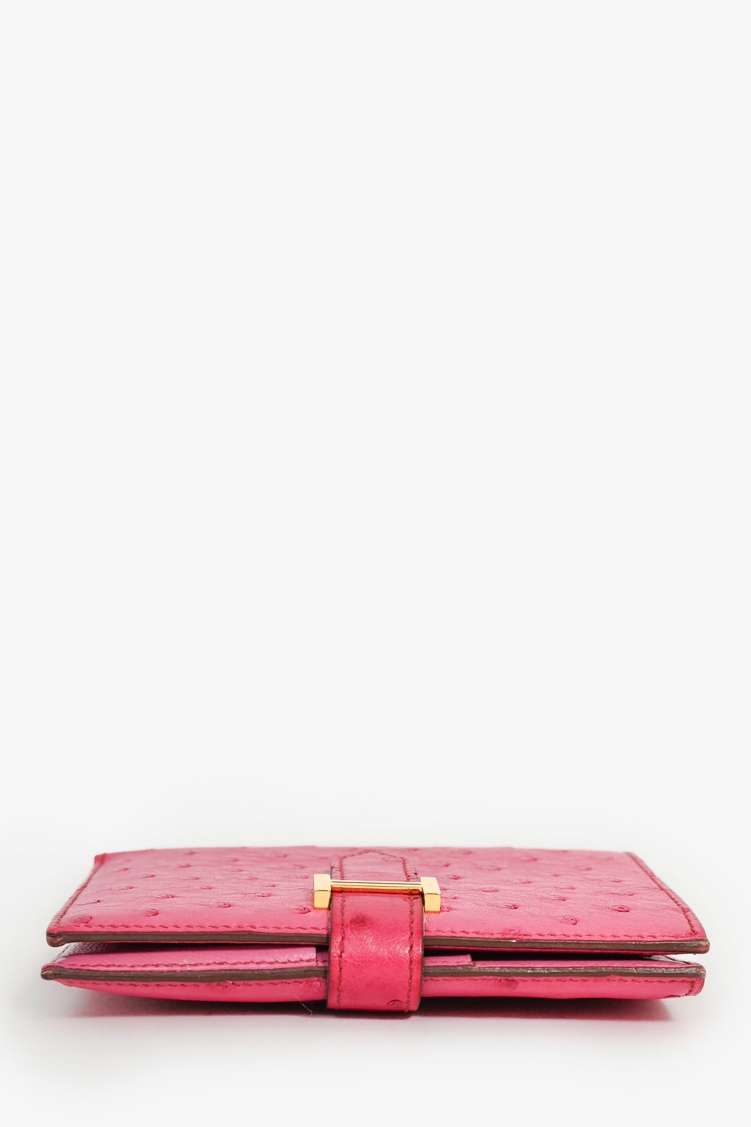 Hermès 2016 Magenta Ostrich leather 'H' Bearn Compact Wallet