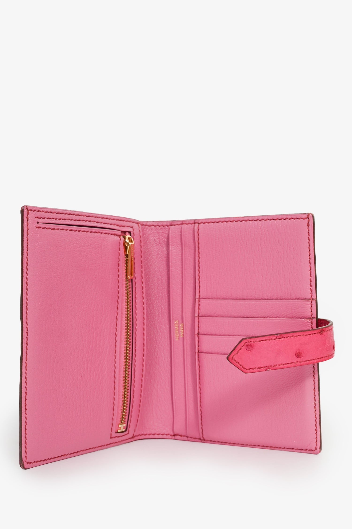 Hermès 2016 Magenta Ostrich leather 'H' Bearn Compact Wallet