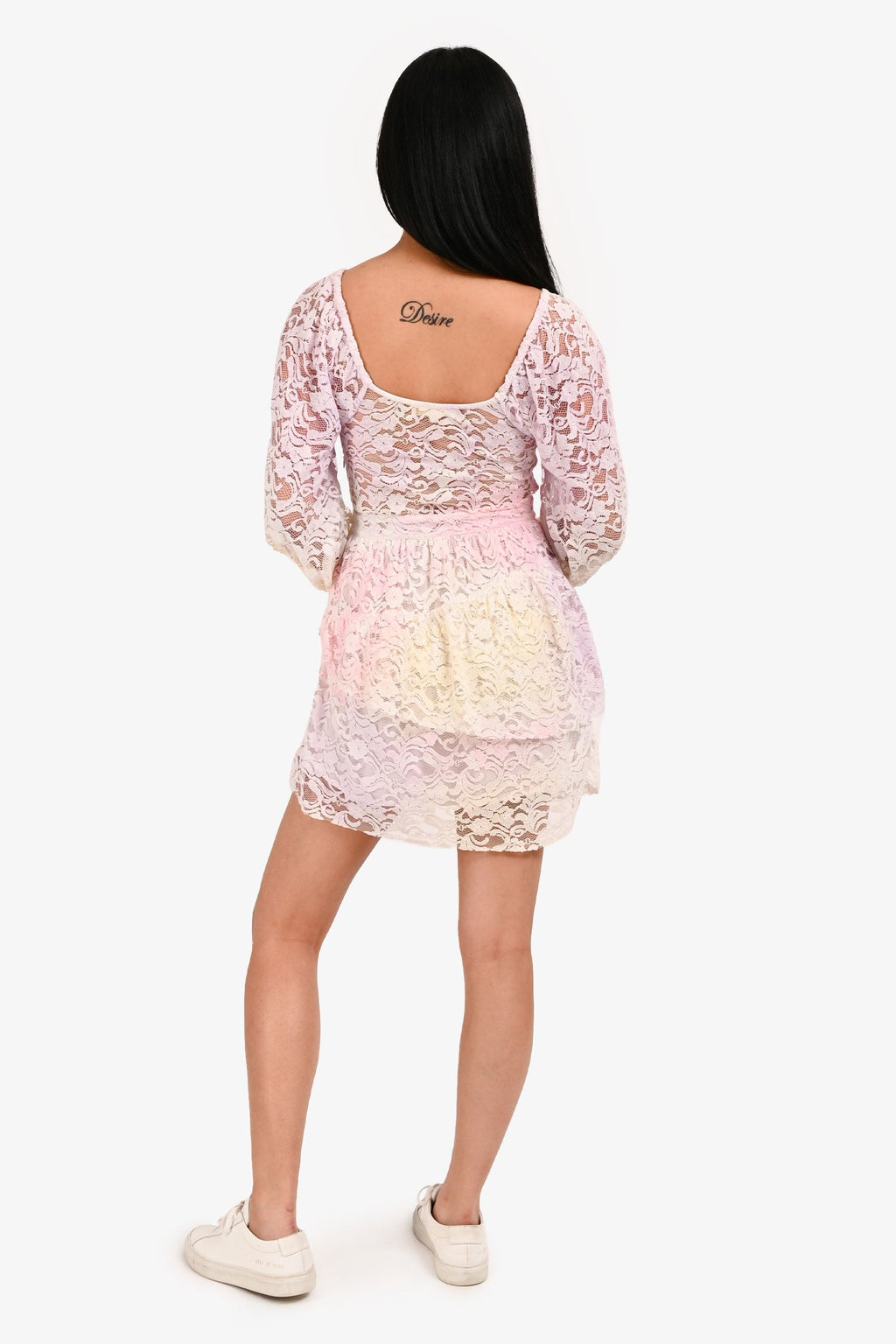 LoveShackFancy Multicolour Tie Dye Ombre Lace Long Sleeve Mini Dress Size 00