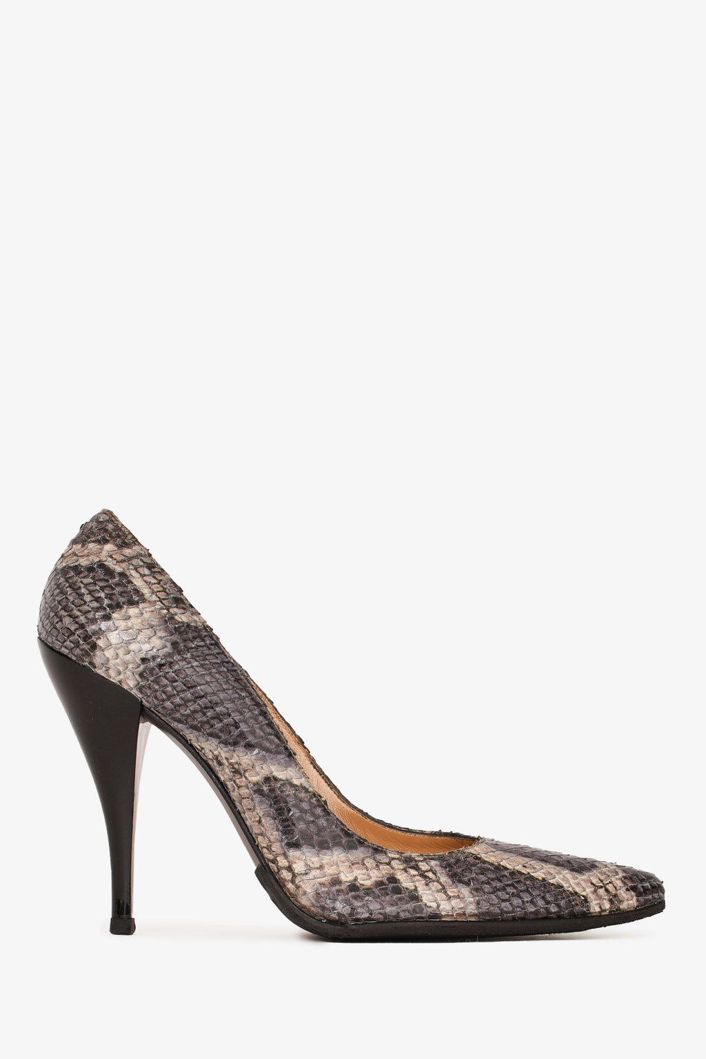 Stuart Weitzman Grey Python Leather Pointed Toe Heels Size 7