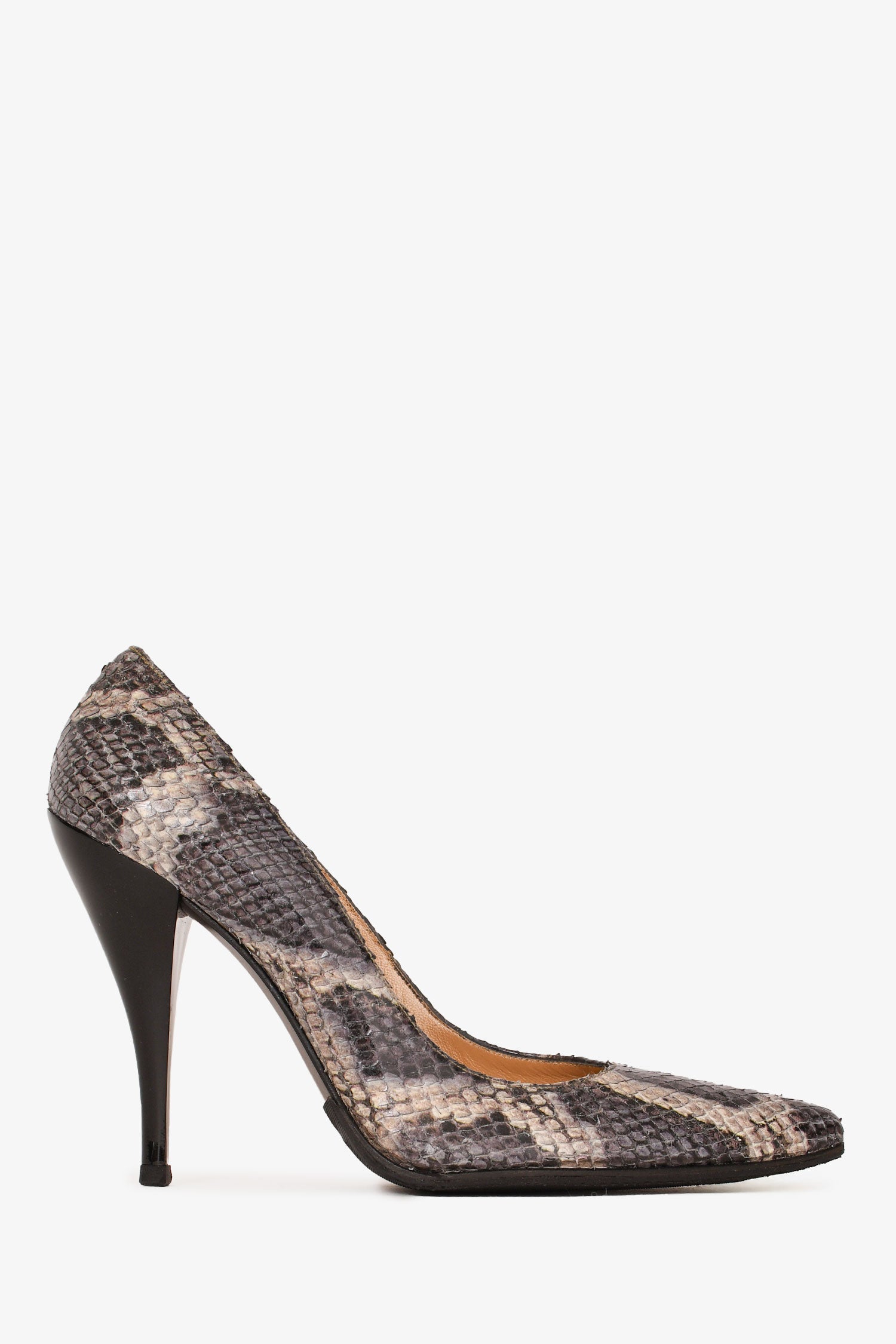 Stuart Weitzman Grey Python Leather Pointed Toe Heels Size 7