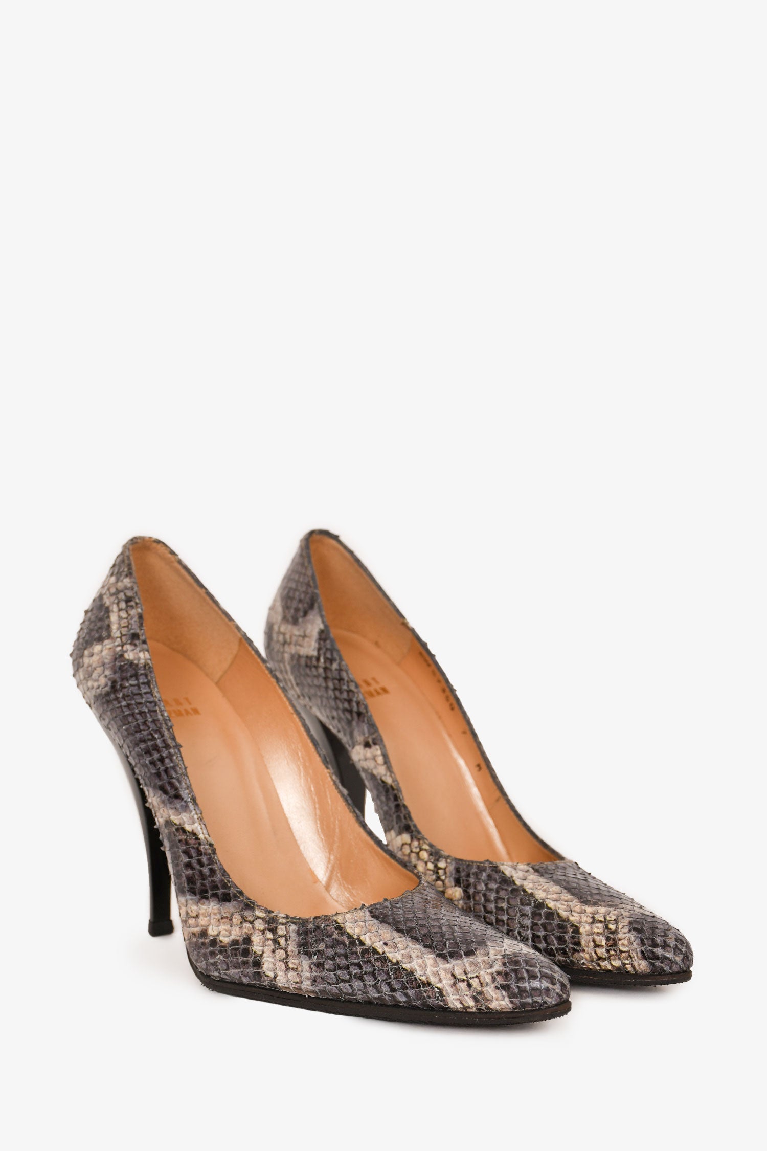 Stuart Weitzman Grey Python Leather Pointed Toe Heels Size 7