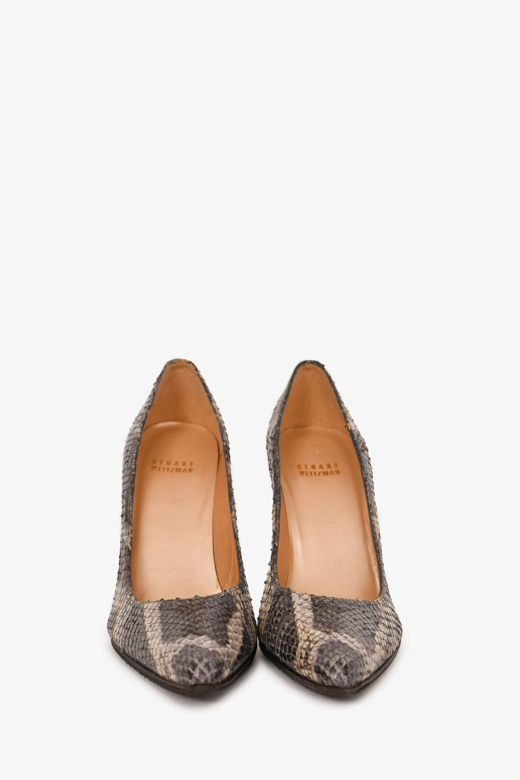 Stuart Weitzman Grey Python Leather Pointed Toe Heels Size 7