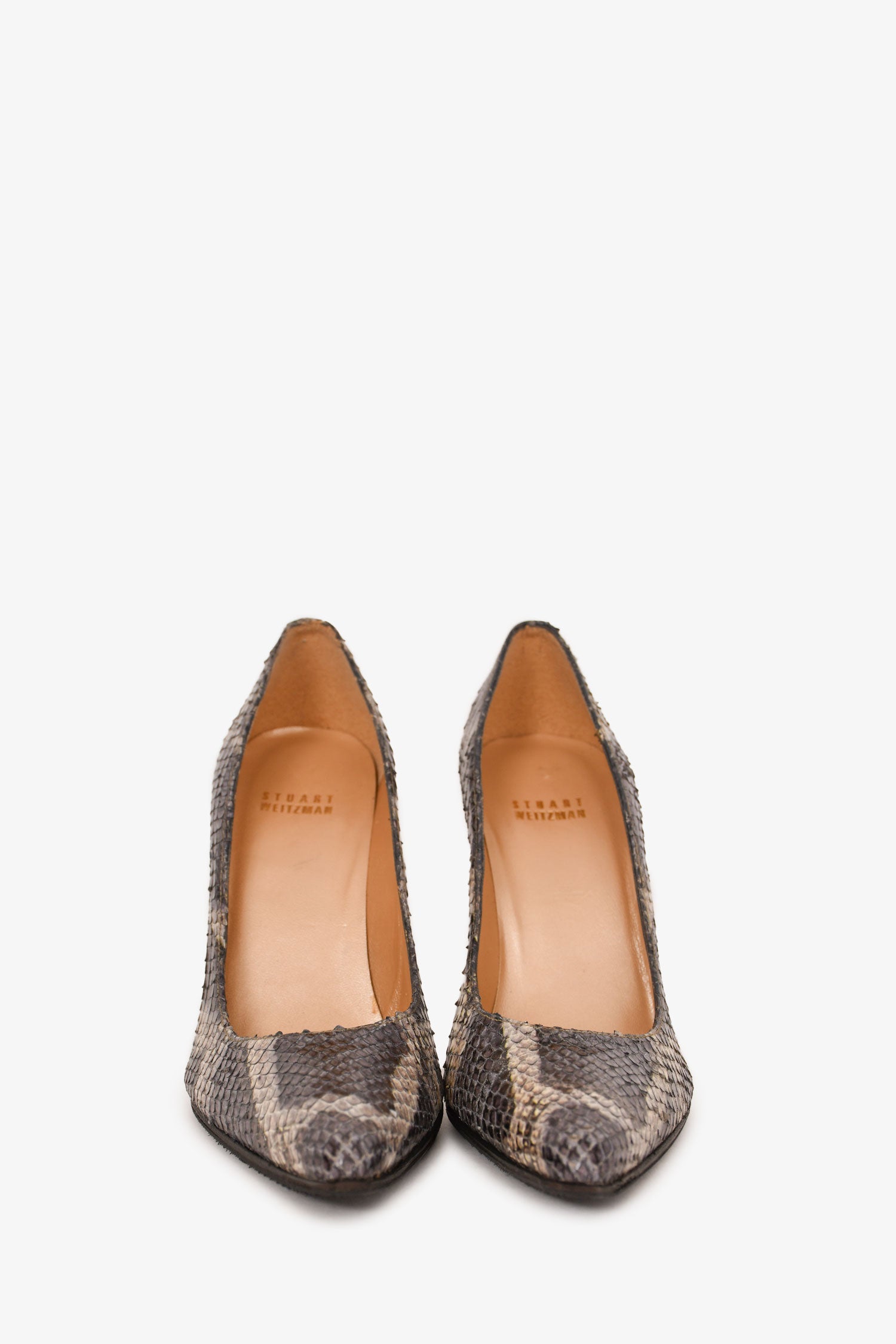 Stuart Weitzman Grey Python Leather Pointed Toe Heels Size 7