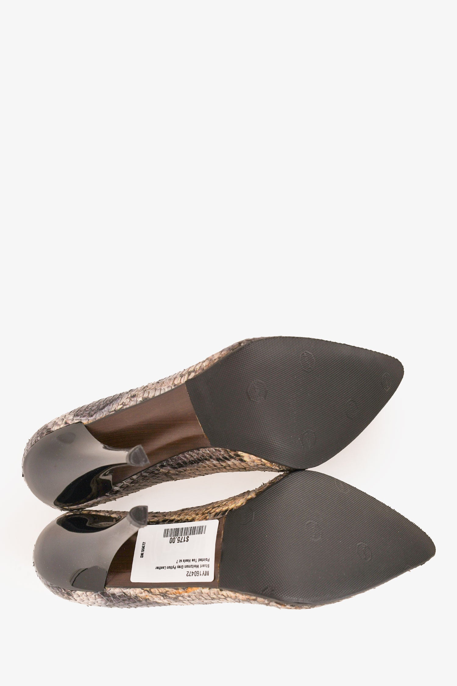 Stuart Weitzman Grey Python Leather Pointed Toe Heels Size 7