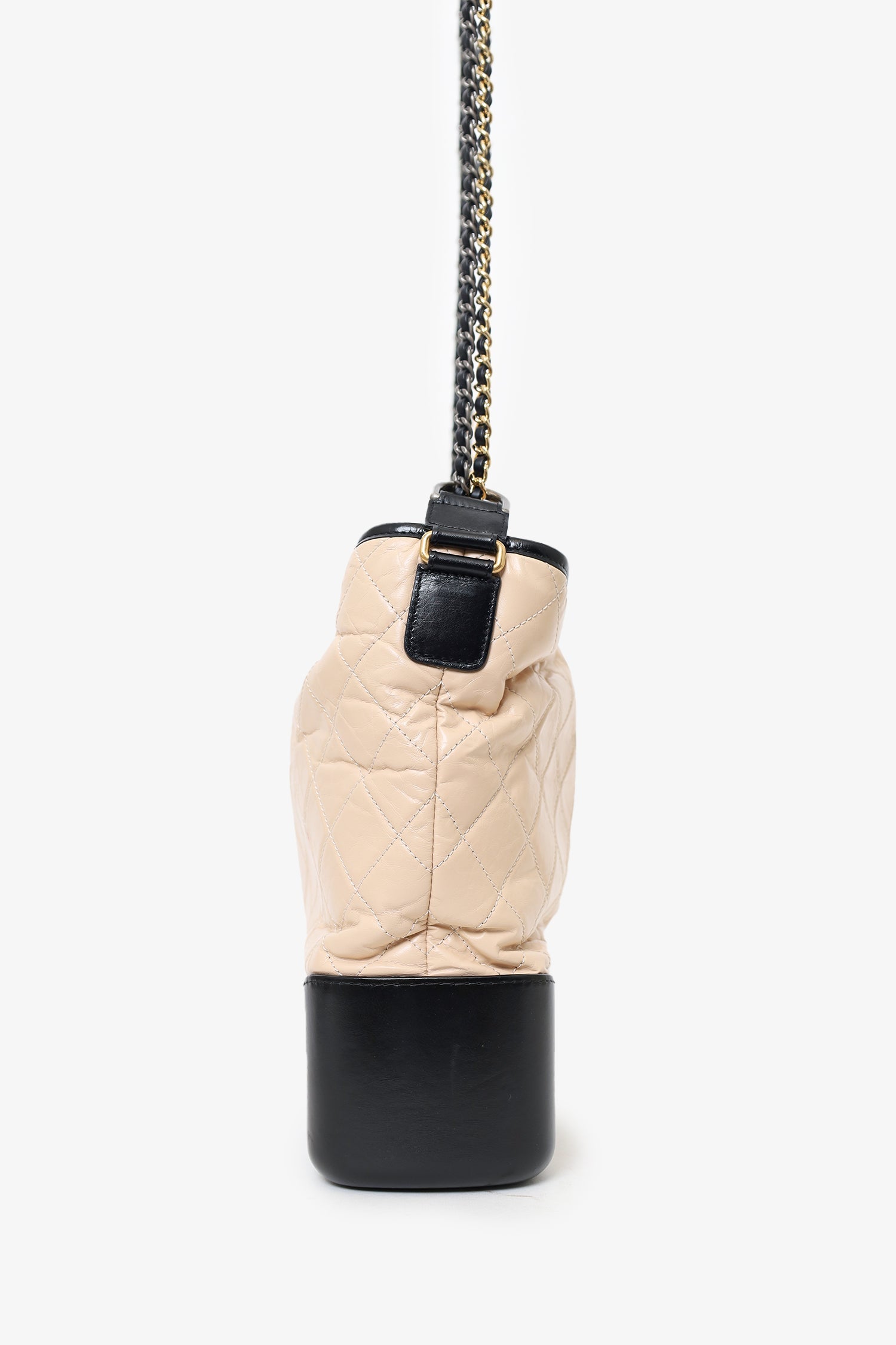 Pre-Loved Chanel™ Beige/Black Medium 'Gabrielle' Multichain Hobo Bag