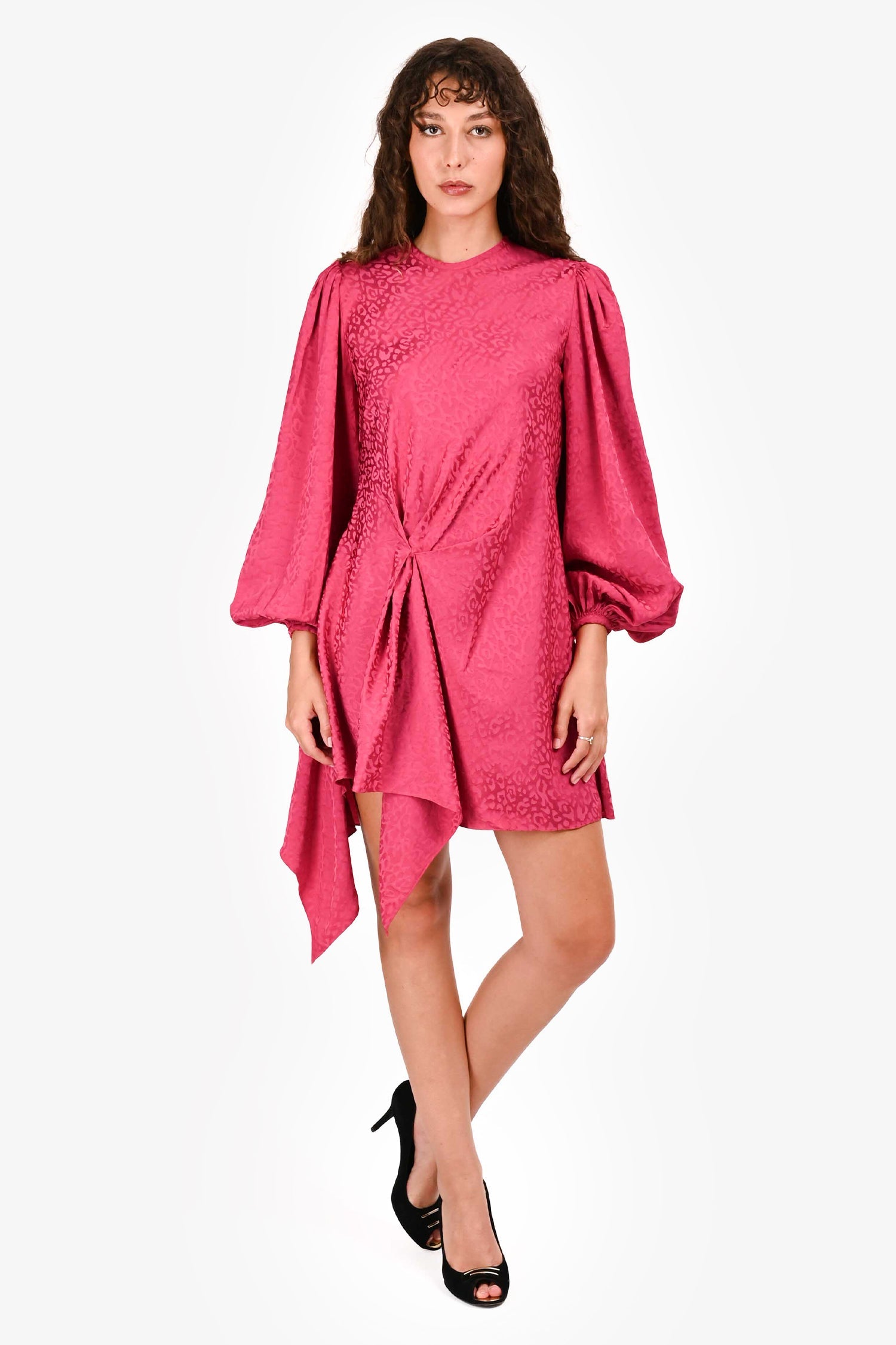 Johanna Ortiz Pink Leopard Printed Asymmetrical Dress Size 4