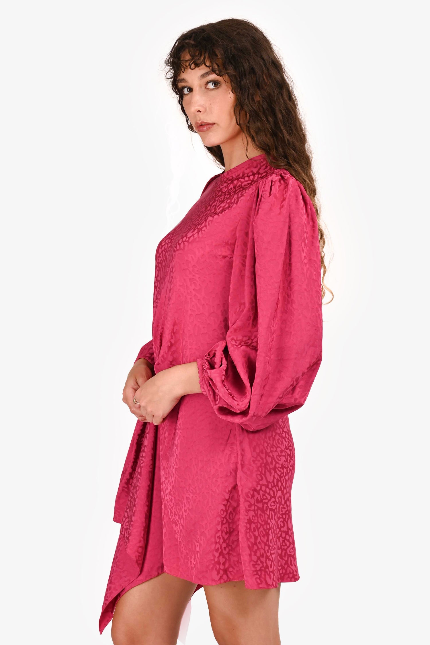 Johanna Ortiz Pink Leopard Printed Asymmetrical Dress Size 4