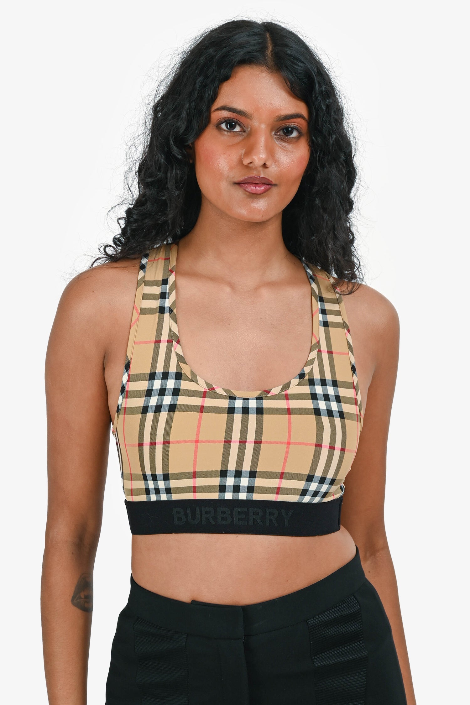 Burberry Brown Tartan Printed Sport Bar Size XS