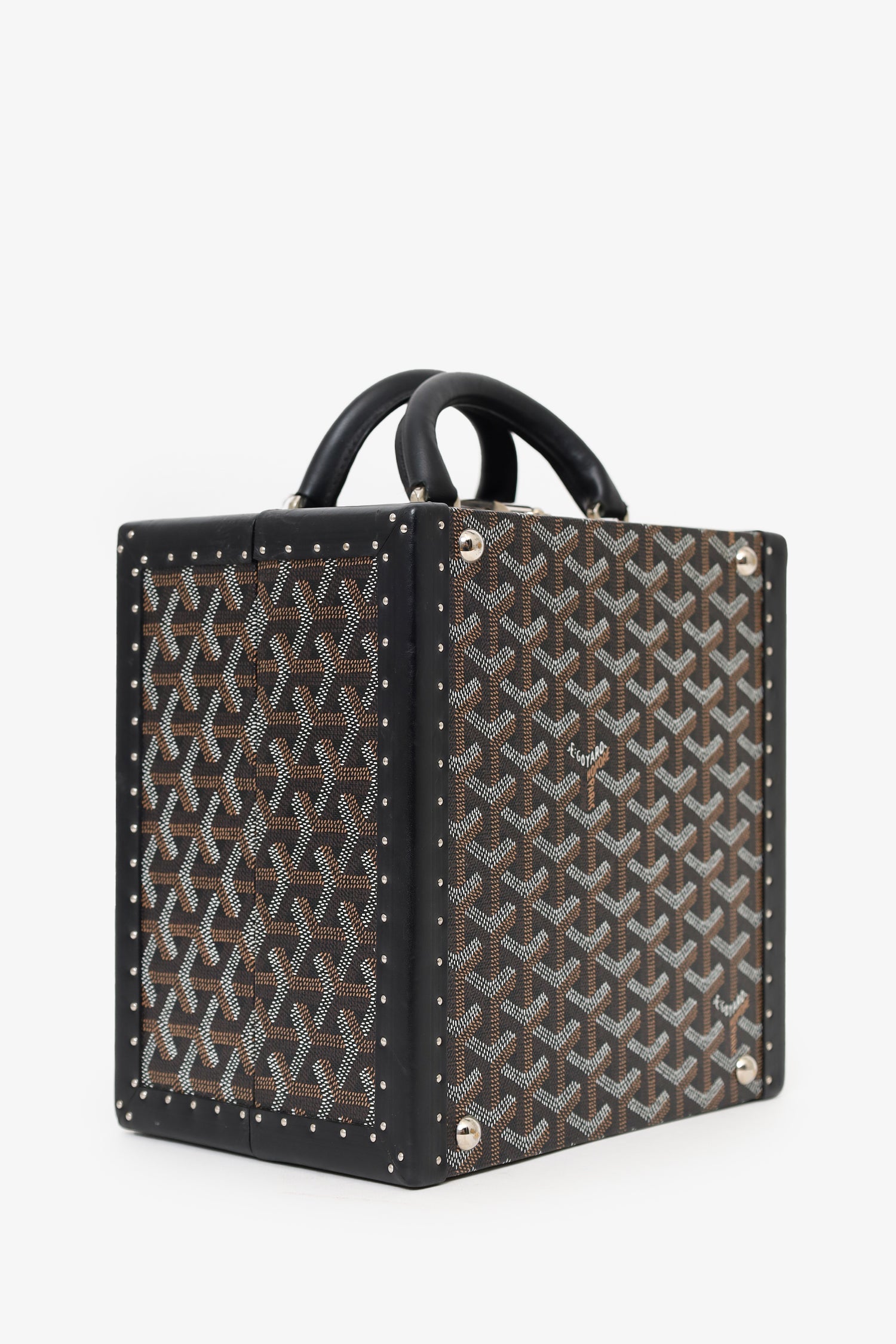 Goyard Black Coated Canvas Goyardine Travel Pet Bowl Trunk