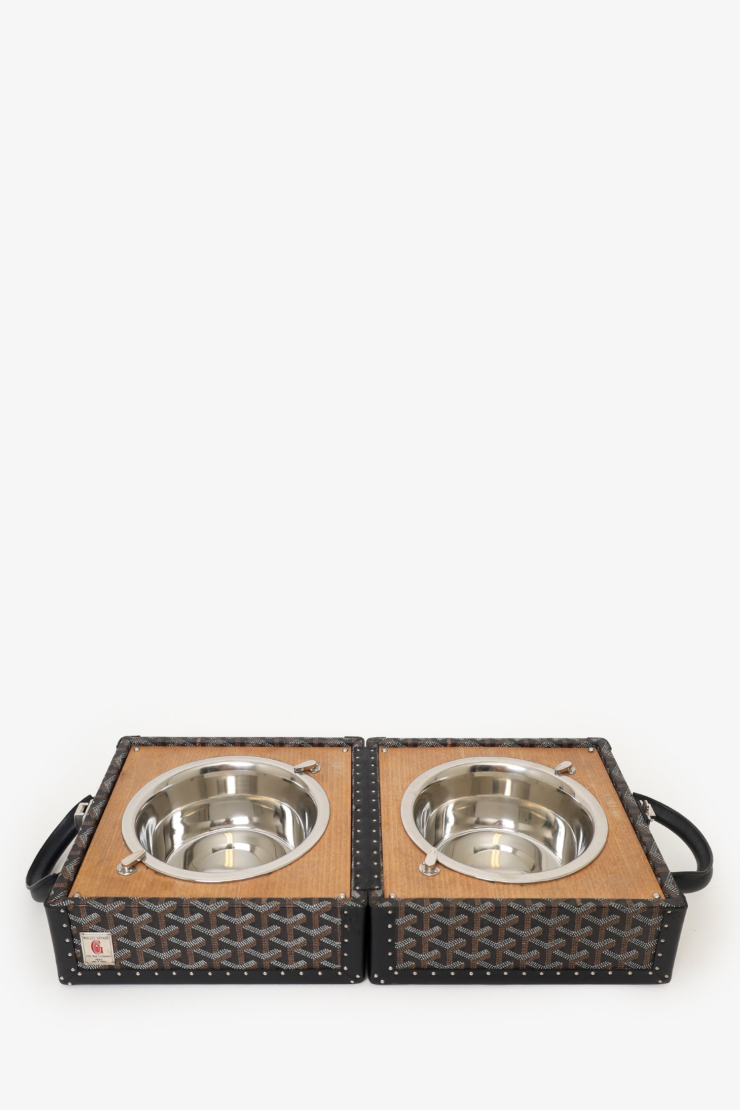 Goyard Black Coated Canvas Goyardine Travel Pet Bowl Trunk