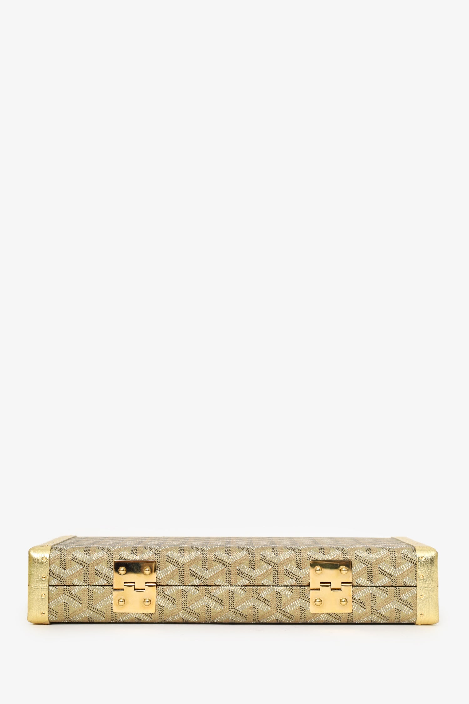 Goyard Gold Goyardine Coated Canvas Saint-Honore Trunk Bag With Strap