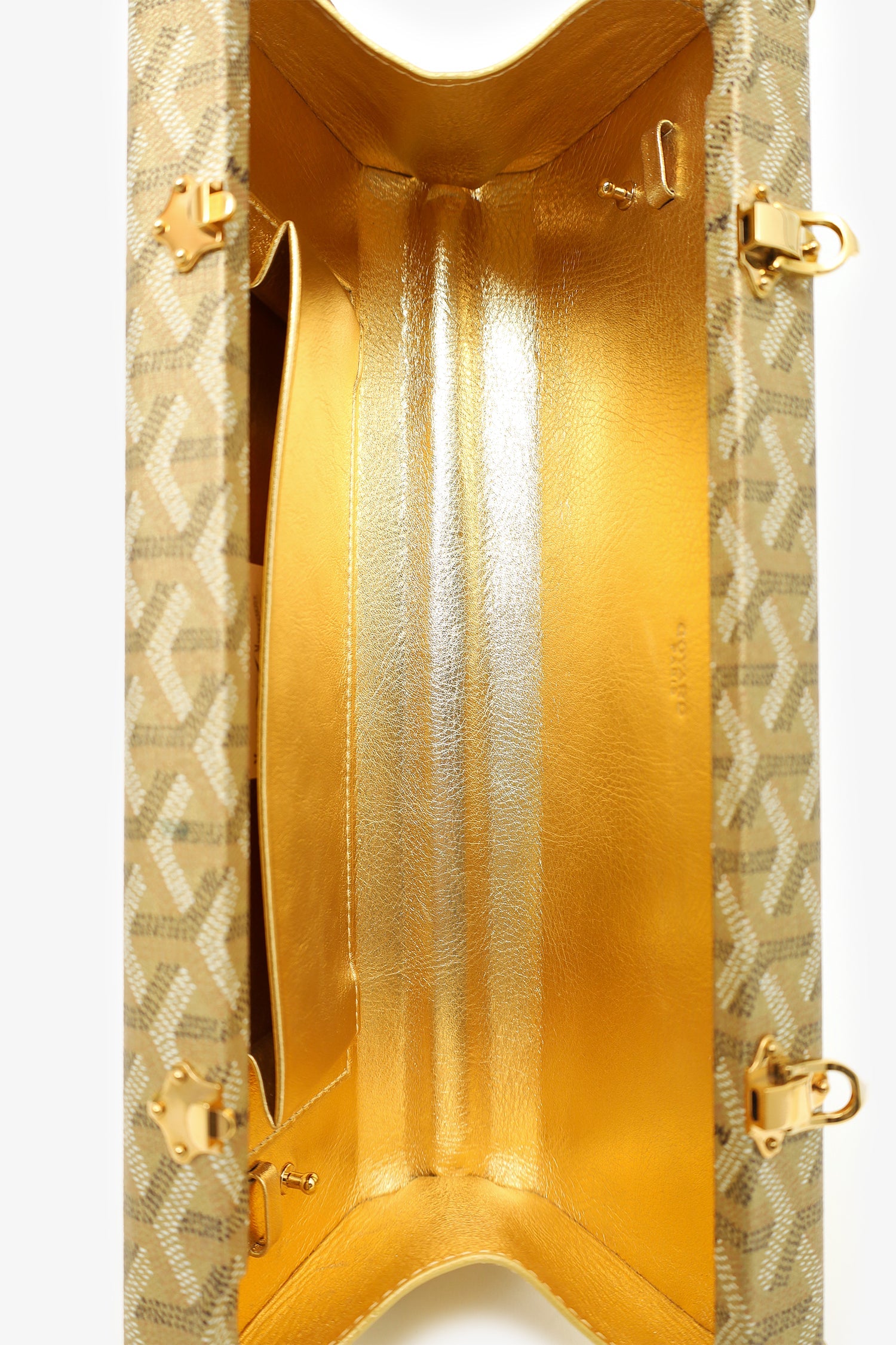 Goyard Gold Goyardine Coated Canvas Saint-Honore Trunk Bag With Strap