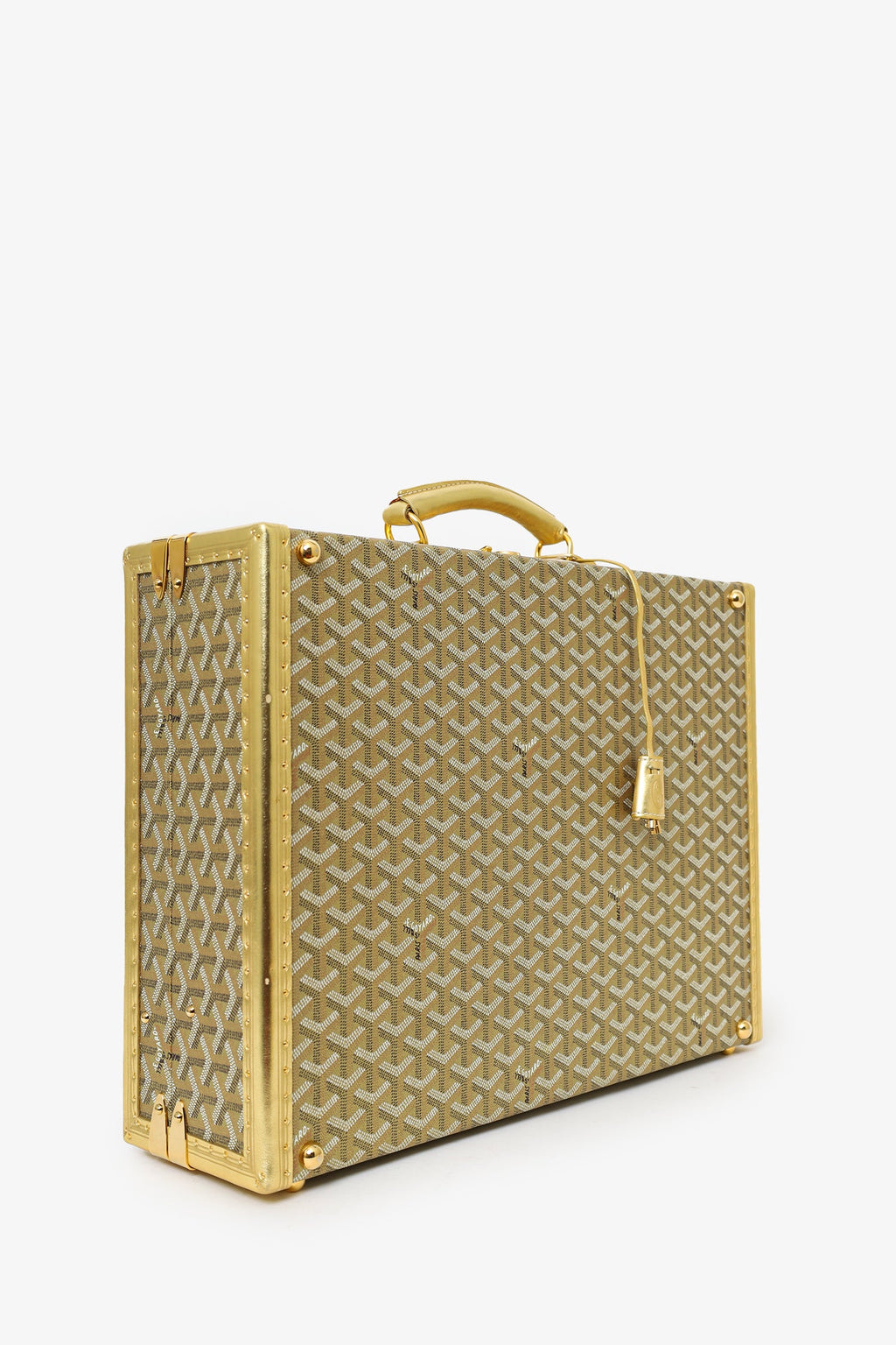Goyard Gold Goyardine Manoir MM Briefcase With Key