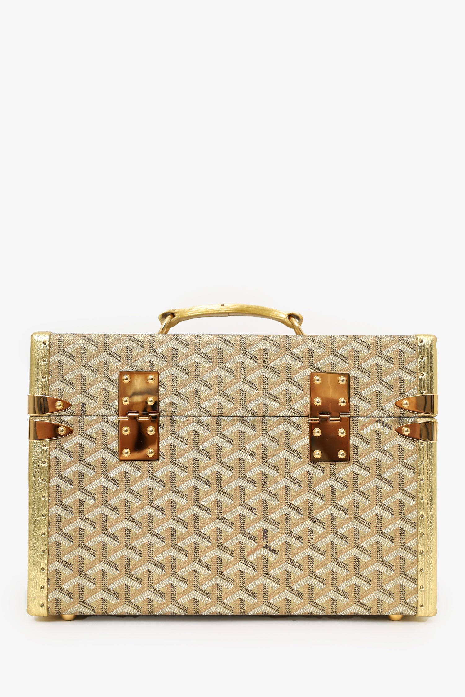 Goyard Gold Coated Canvas Vanity Case With Key