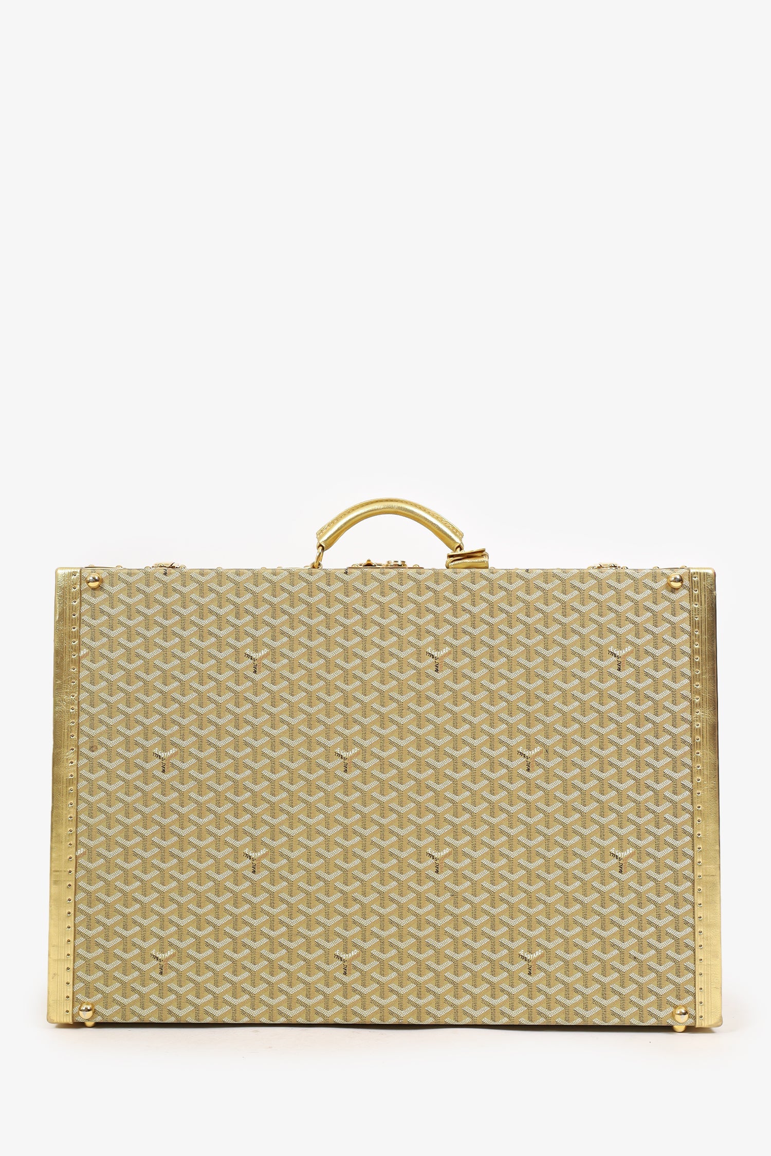 Goyard Gold Goyardine Grand Hotel 70 Suitcase Trunk With Key