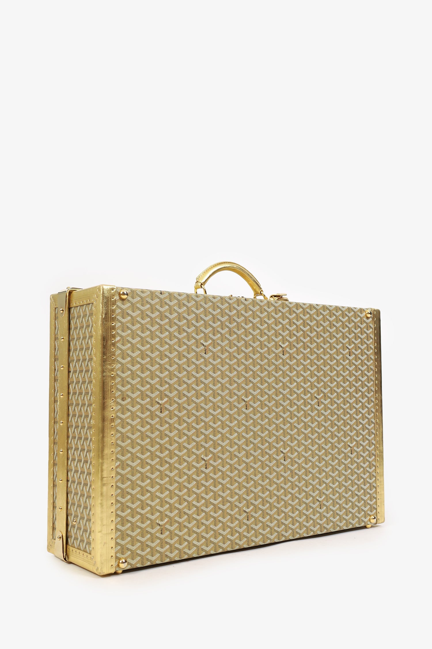 Goyard Gold Goyardine Grand Hotel 70 Suitcase Trunk With Key