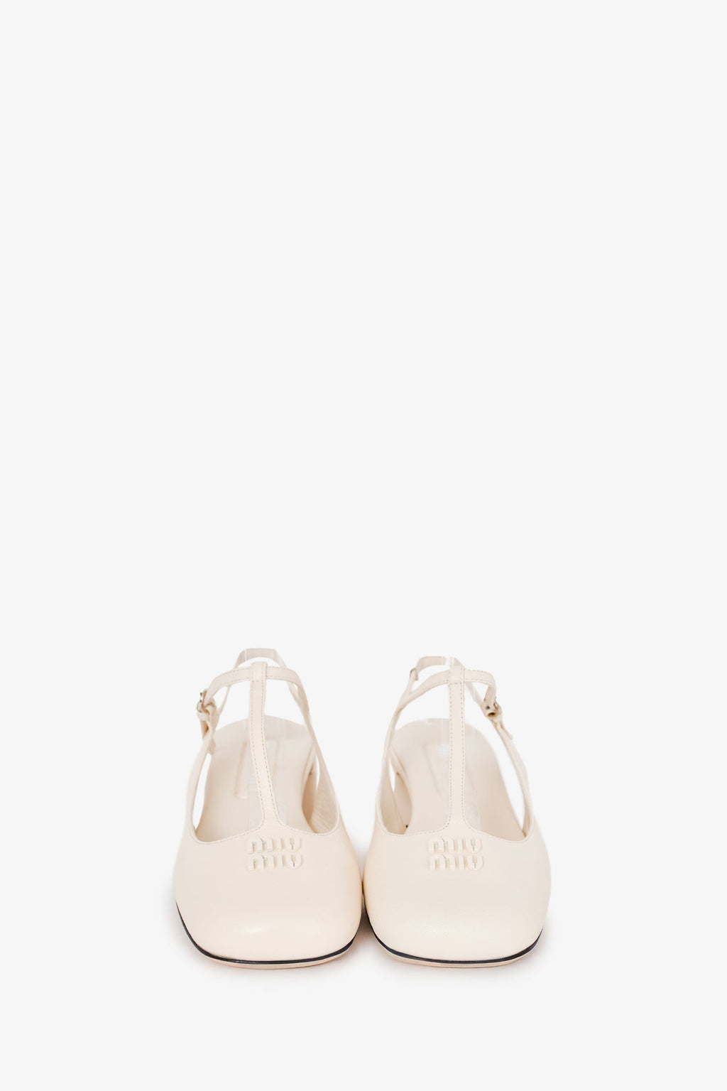 Miu Miu White Leather Logo Mary Jane Style Flats Size 36