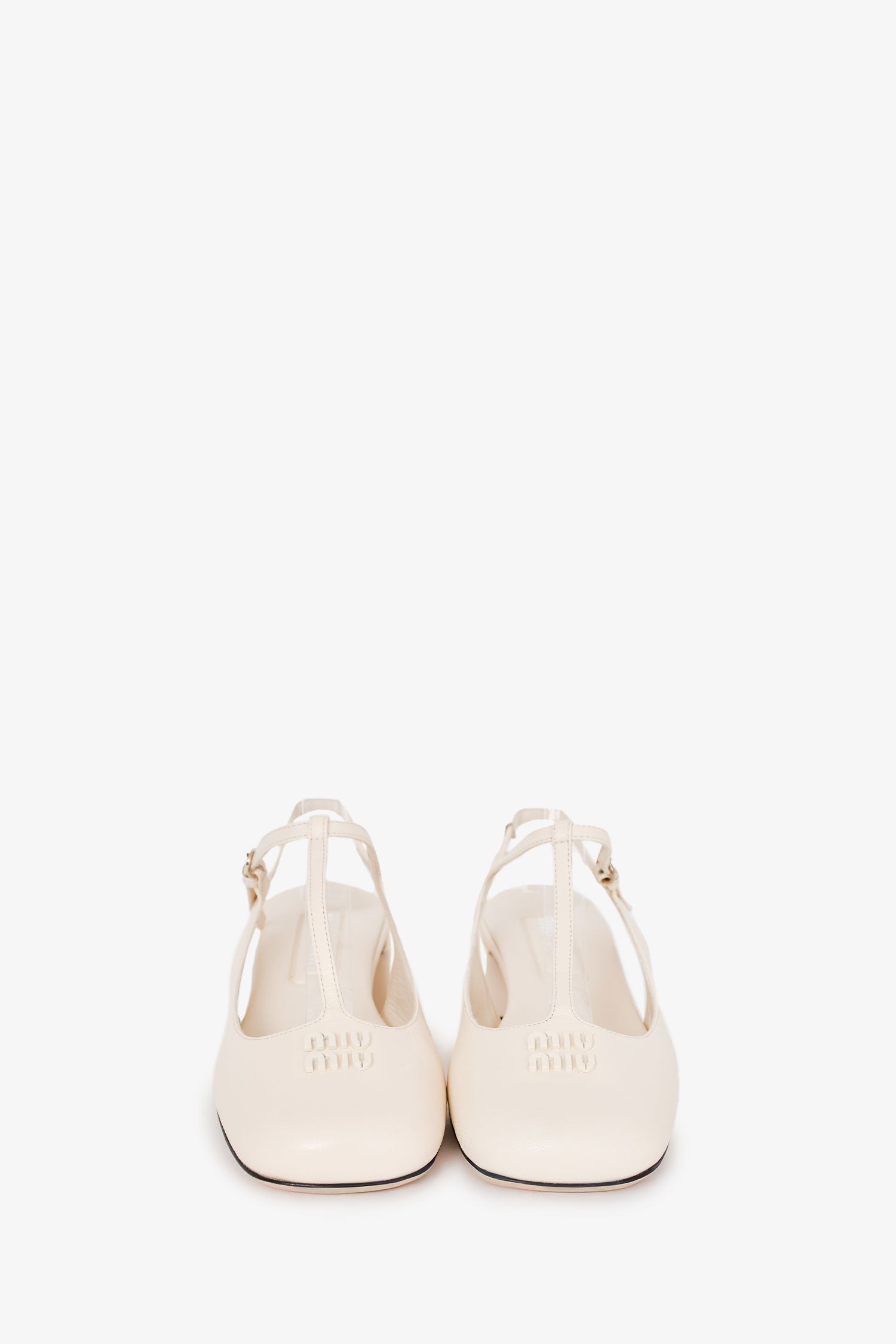 Miu Miu White Leather Logo Mary Jane Style Flats Size 36