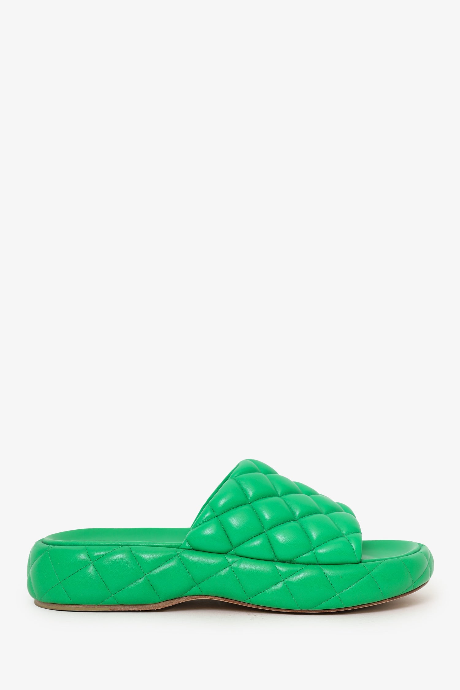 Bottega Veneta Green Padded Lambskin Slide Sandals Size 37