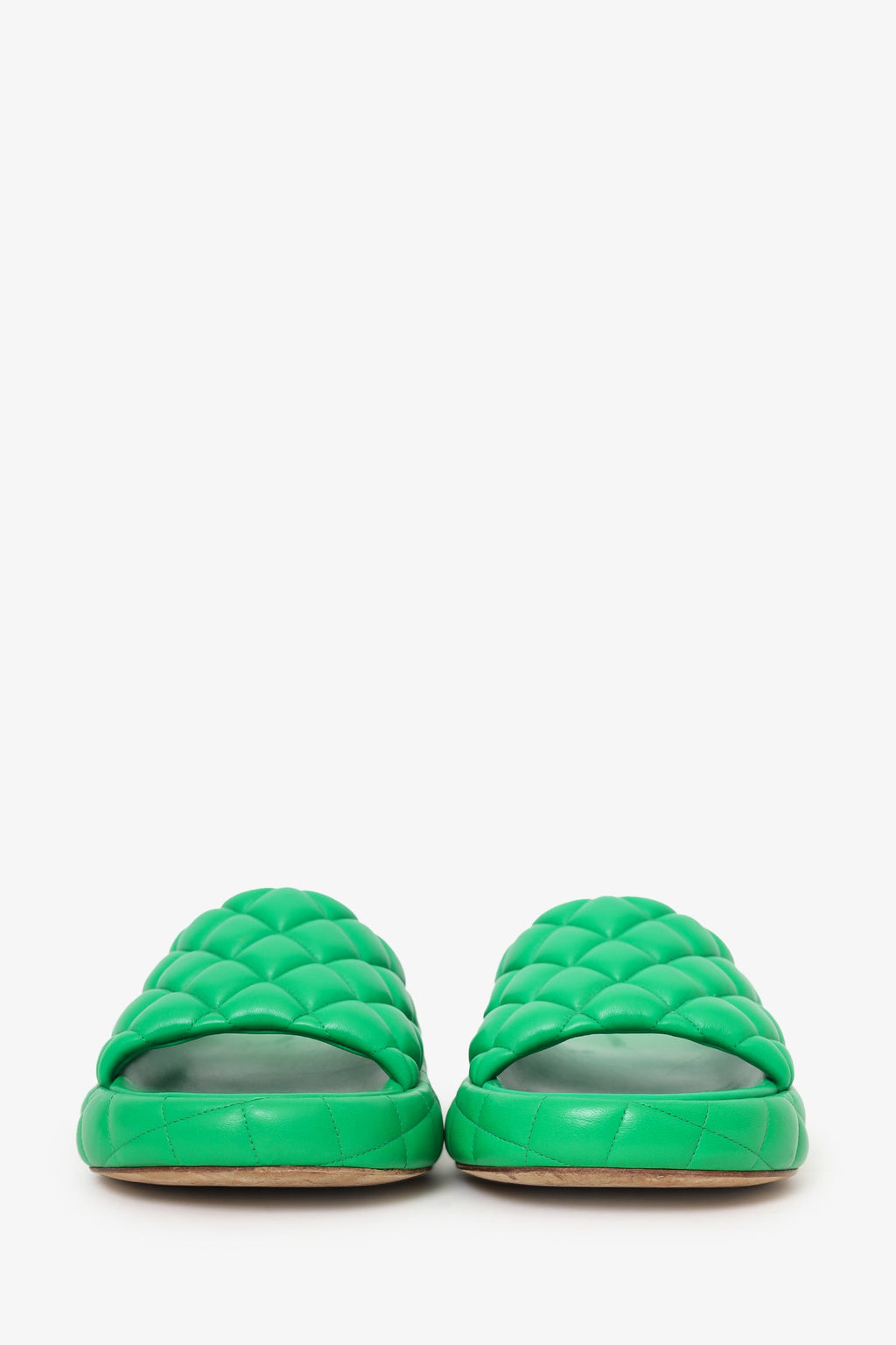 Bottega Veneta Green Padded Lambskin Slide Sandals Size 37