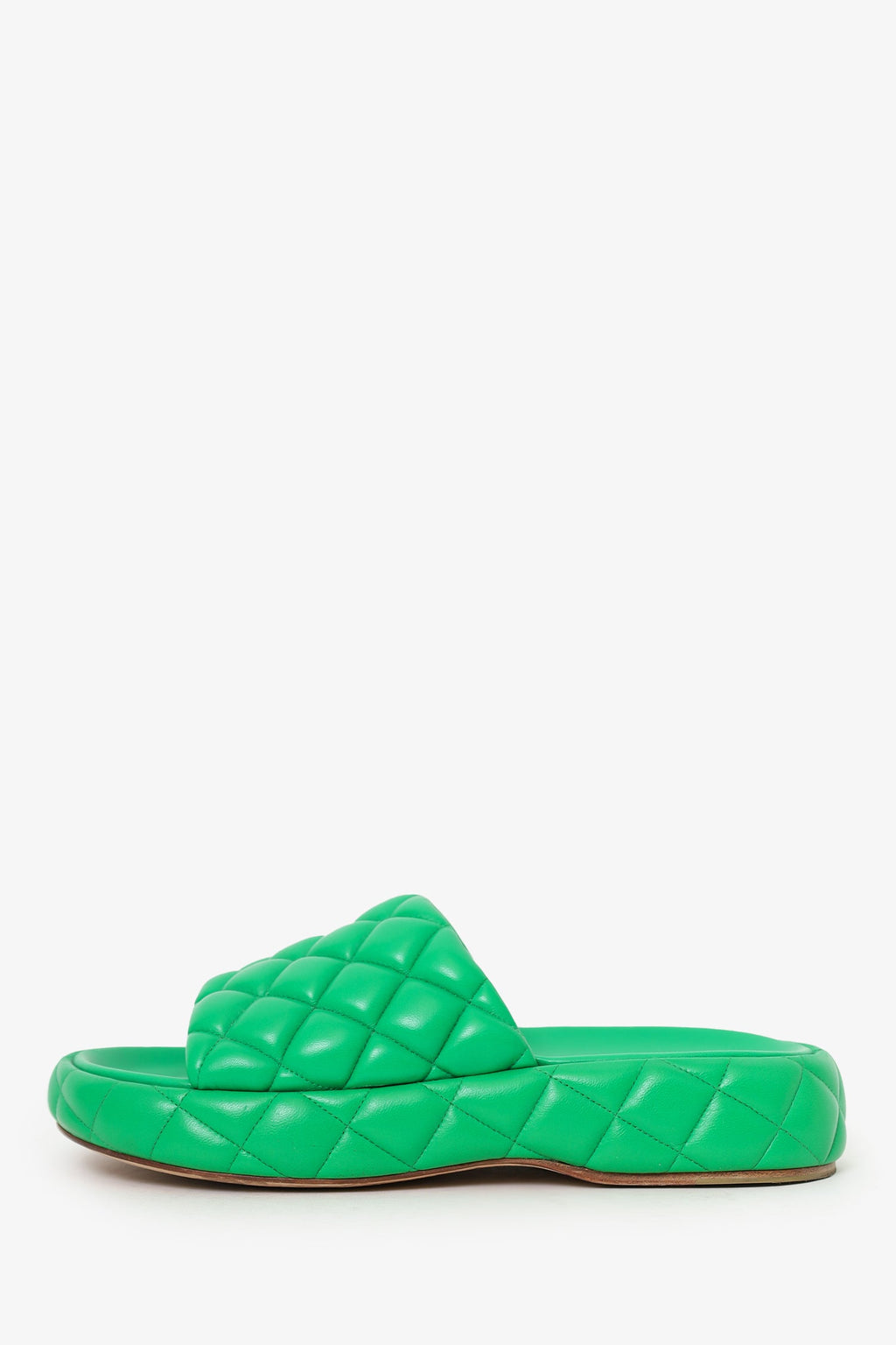 Bottega Veneta Green Padded Lambskin Slide Sandals Size 37