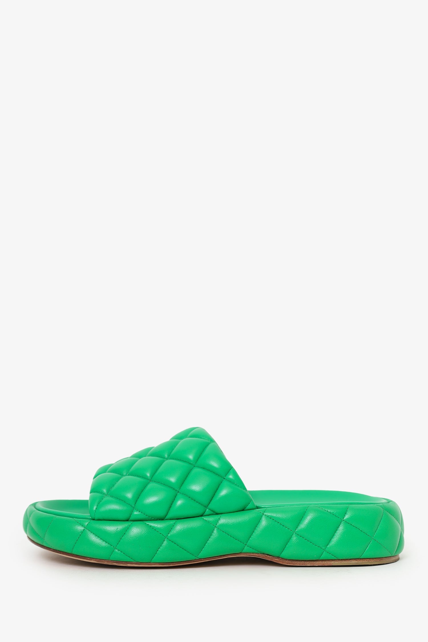 Bottega Veneta Green Padded Lambskin Slide Sandals Size 37