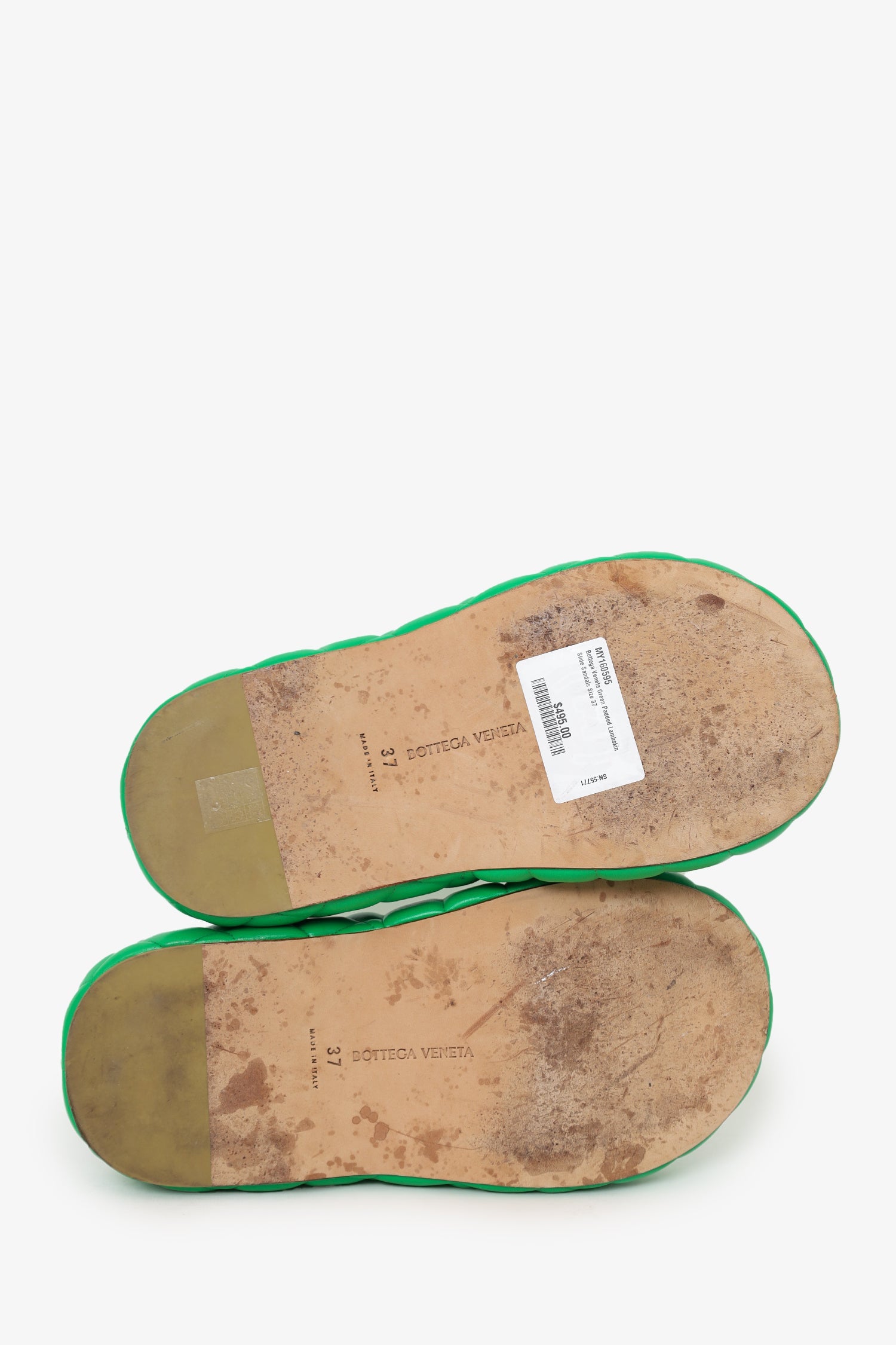 Bottega Veneta Green Padded Lambskin Slide Sandals Size 37