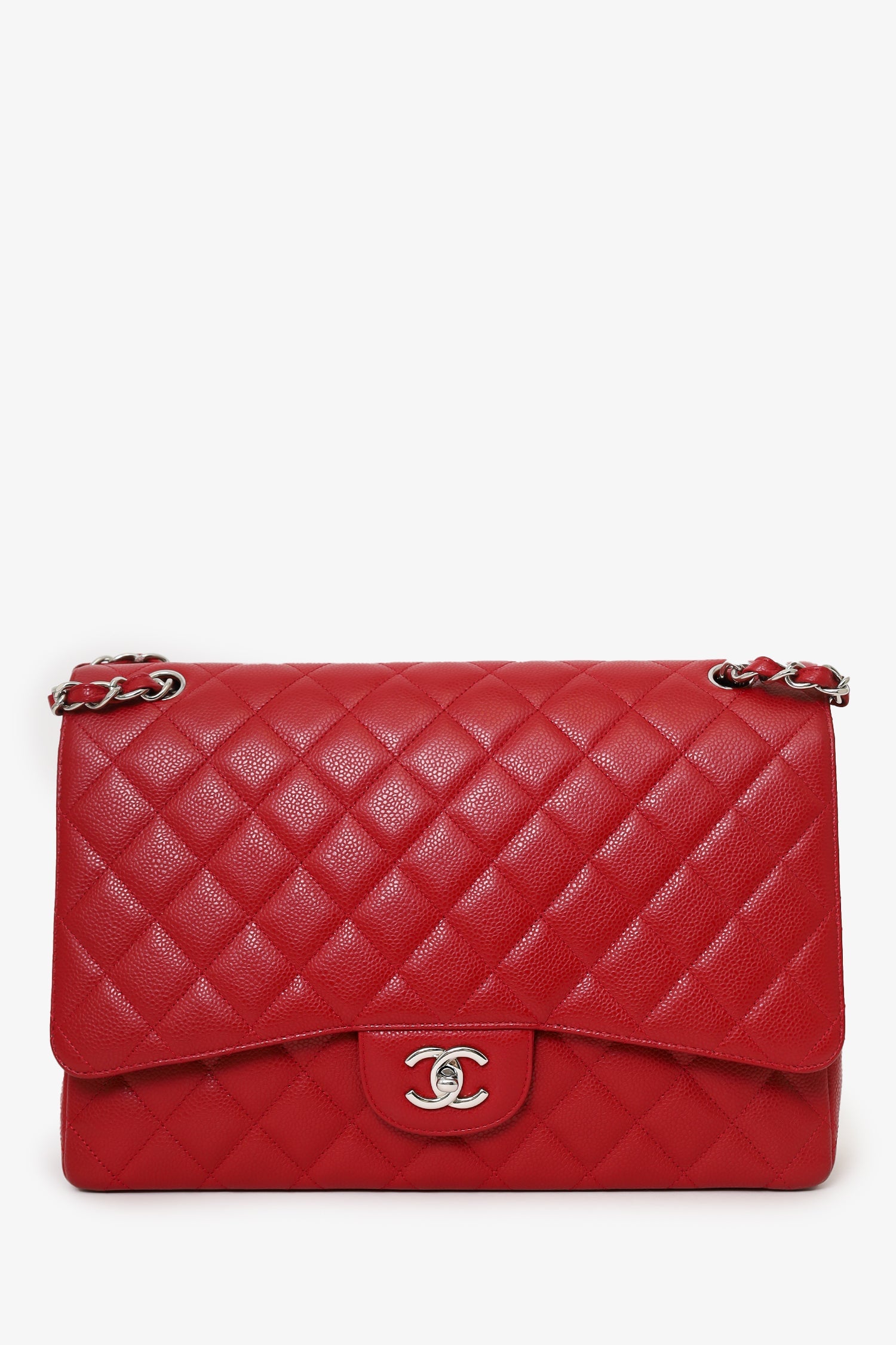 Pre-Loved Chanel™ 2009-10 Red Caviar Maxi Double Flap Shoulder Bag
