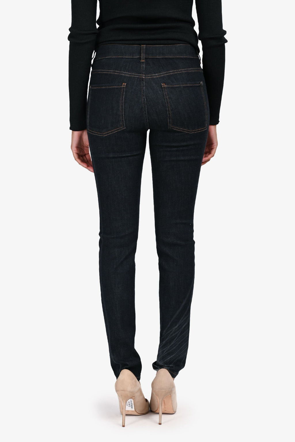 Pre-Loved Chanel™ Dark Blue Denim Skinny Jeans Size 36