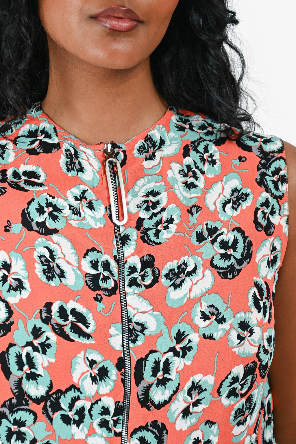 Marni Orange/Blue/White Floral Sleeveless Top Size 38