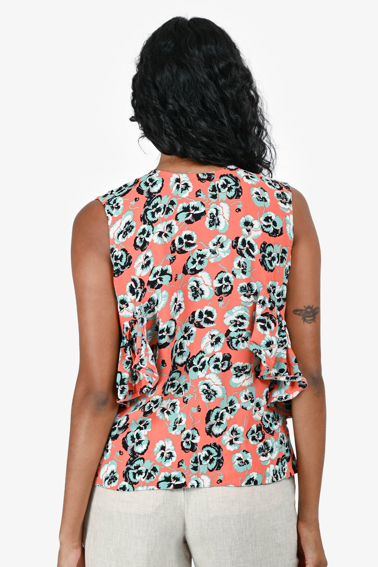 Marni Orange/Blue/White Floral Sleeveless Top Size 38