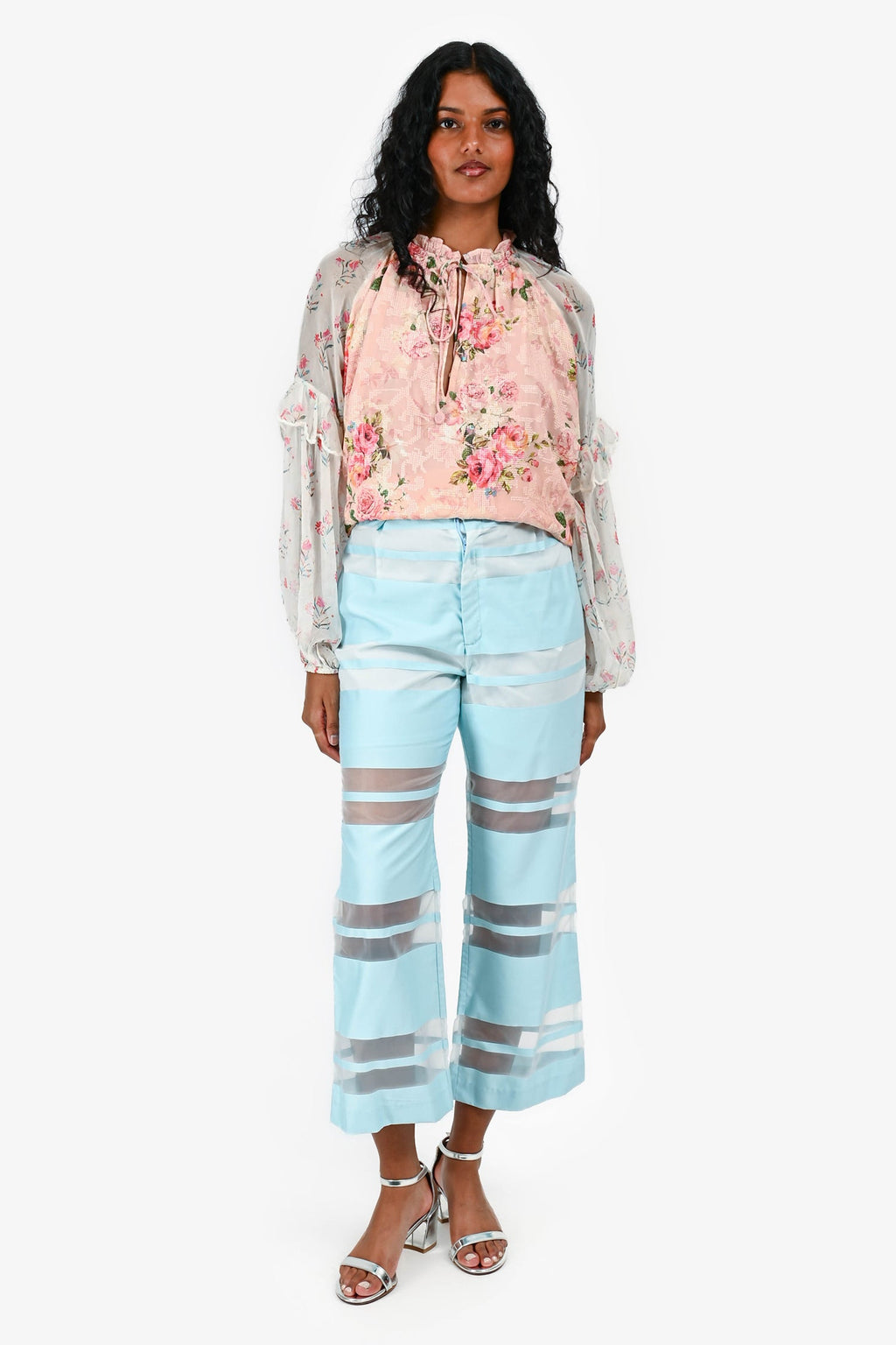 Cult Gaia Light Blue/Mesh 'Vivien' Pants Size XS