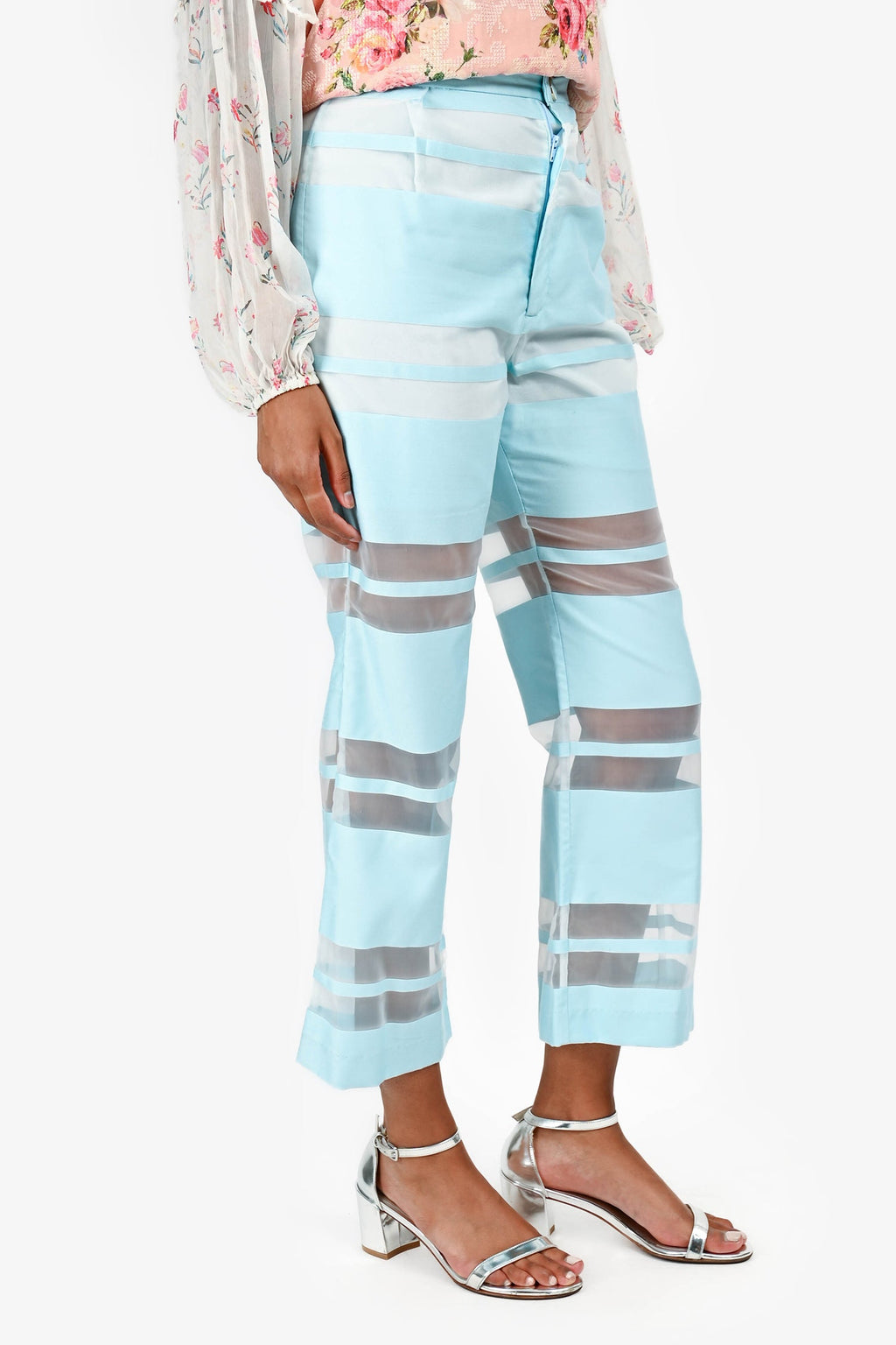 Cult Gaia Light Blue/Mesh 'Vivien' Pants Size XS