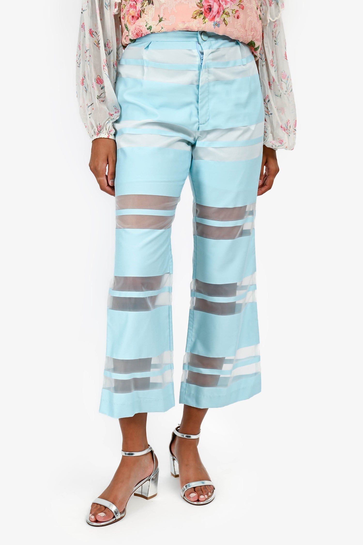 Cult Gaia Light Blue/Mesh 'Vivien' Pants Size XS