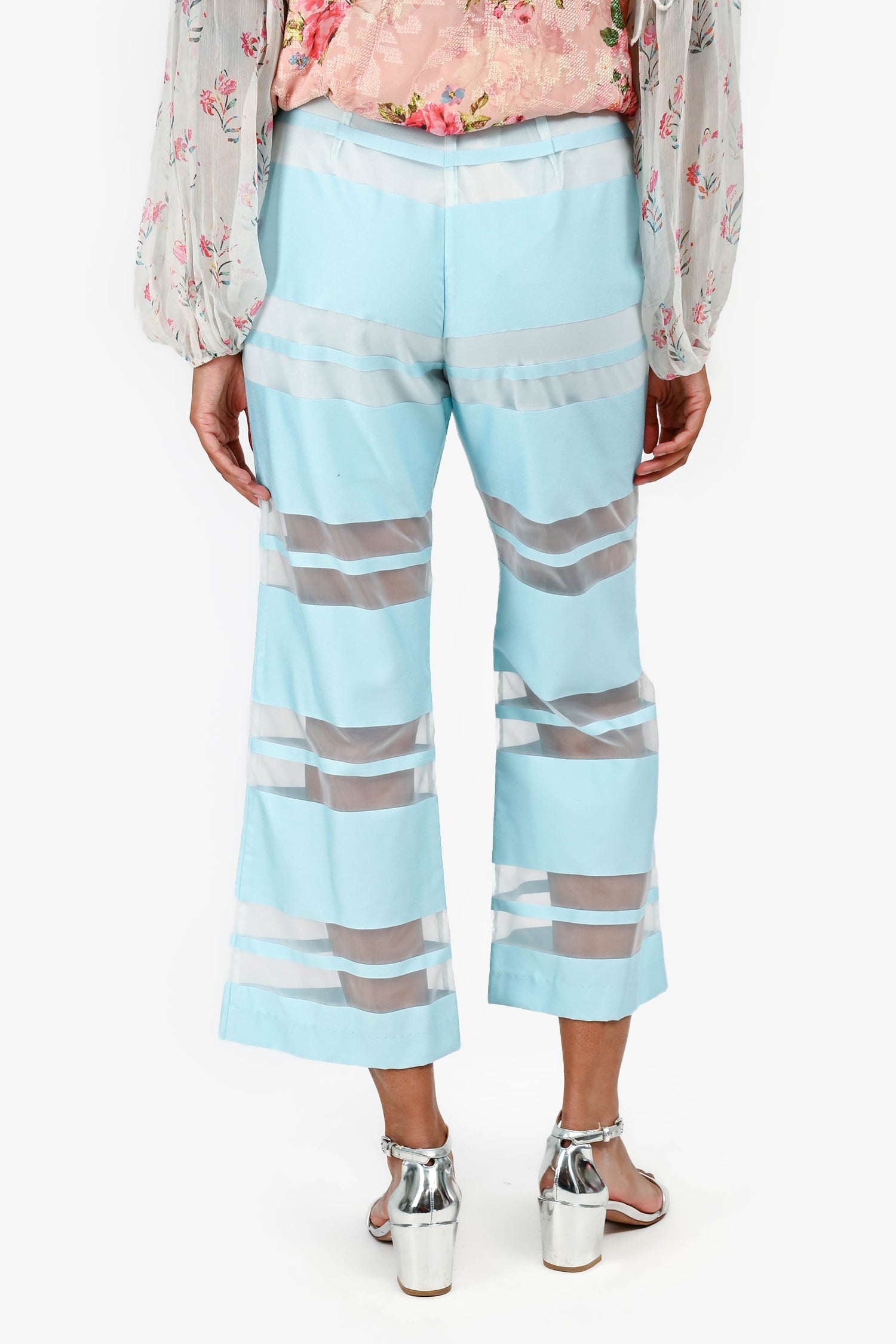 Cult Gaia Light Blue/Mesh 'Vivien' Pants Size XS