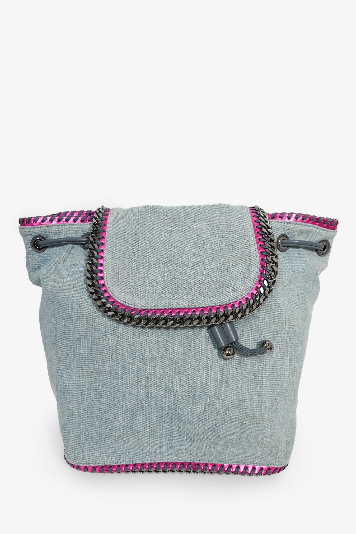 Stella McCartney Denim/Metallic Pink Leather Accent 'Falabella' Backpack