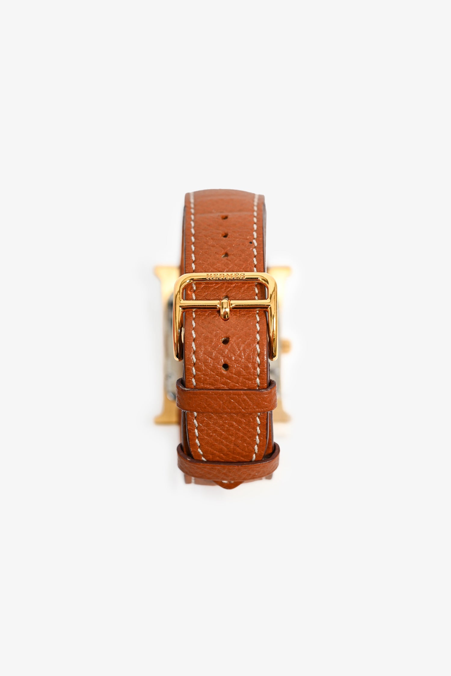 Hermès Gold Epsom Leather Medium 30mm 'Heure' Watch