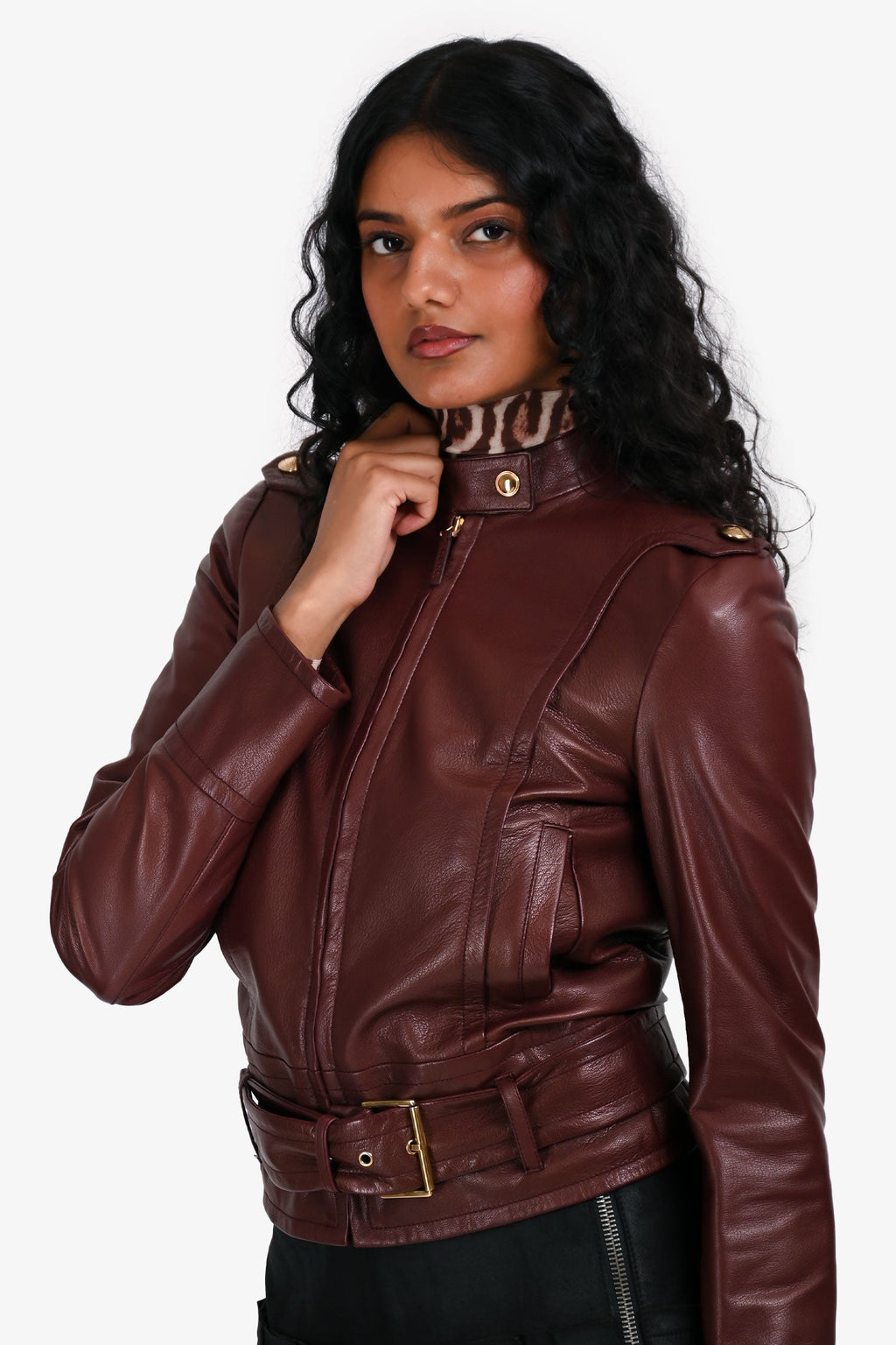 Gucci Burgundy Leather Jacket Size 38
