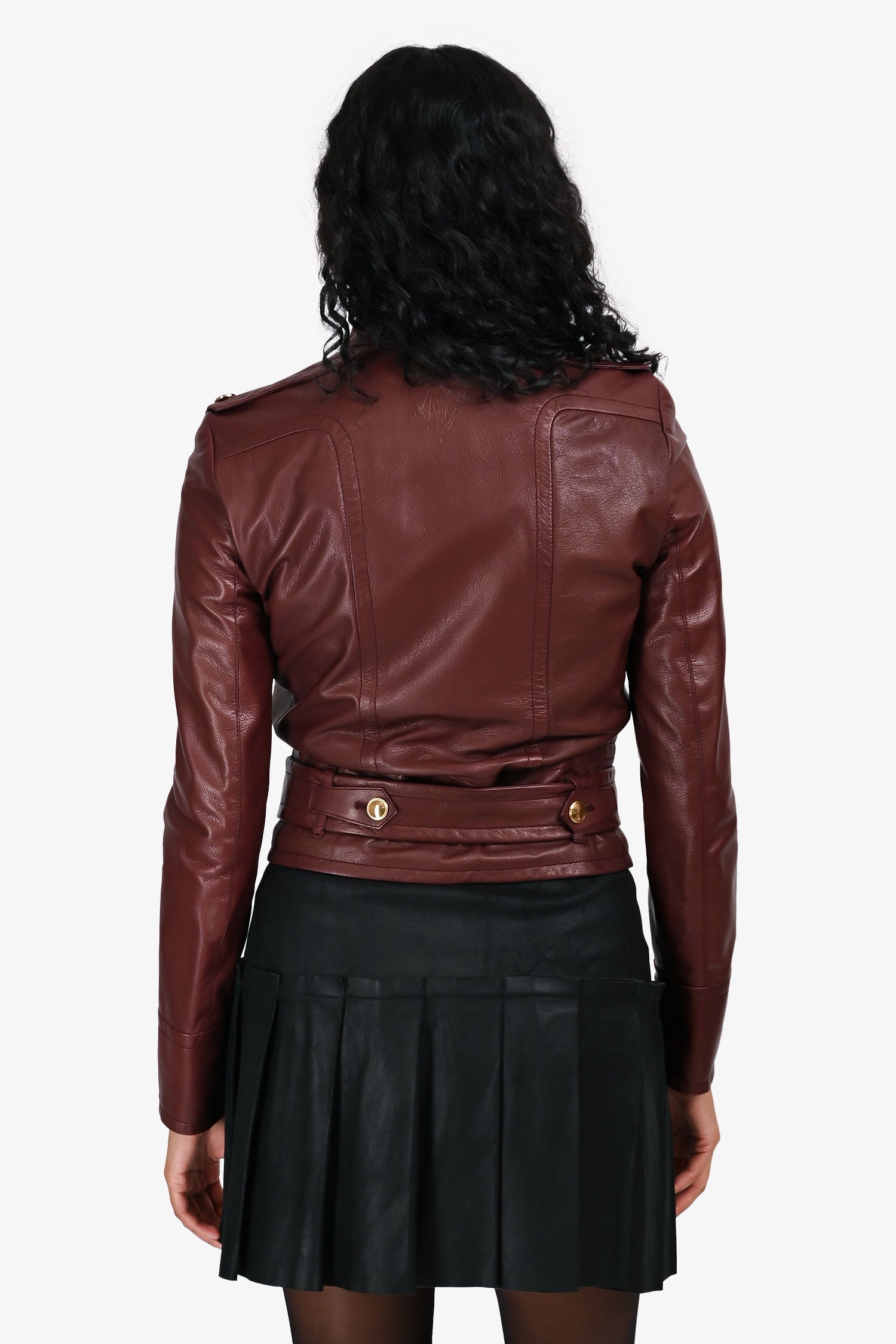 Gucci Burgundy Leather Jacket Size 38